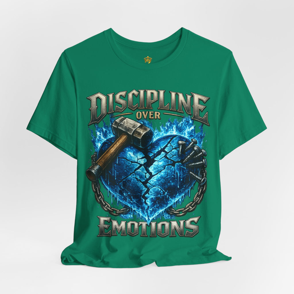Discipline Over Emotions Premium Graphic T-Shirt (Blue Heart) Printify