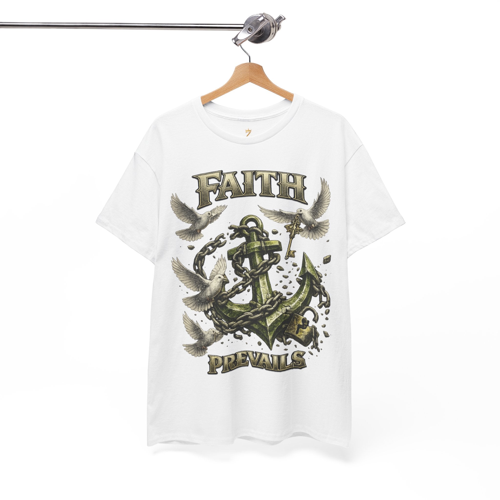Adult Faith Prevails Anchor T-Shirt (Green Anchor) Printify