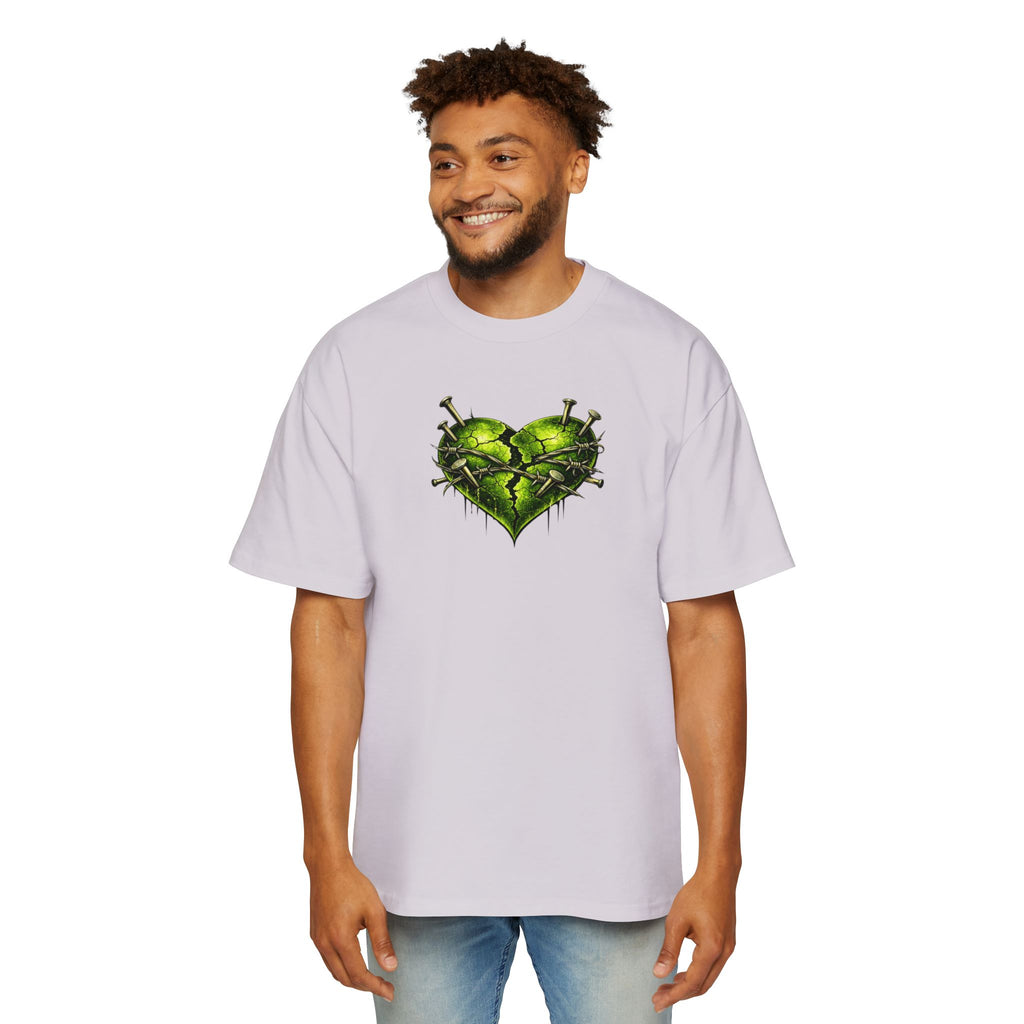 Adult *Oversized* Discipline Over Emotions (Back) Graphic Tee (Lime Green Heart) Printify