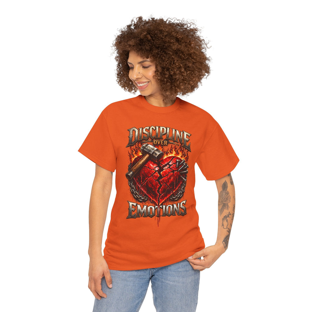 Discipline Over Emotions Graphic T-Shirt (Red Heart) Printify