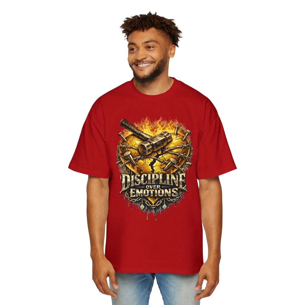 Oversized Discipline Over Emotions Graphic Tee (Gold Heart) Printify