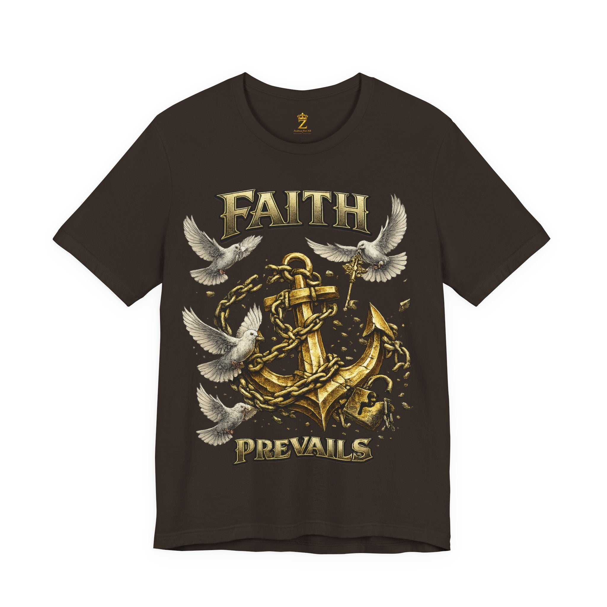 Faith Prevails T‑Shirt (Gold Anchor) Printify