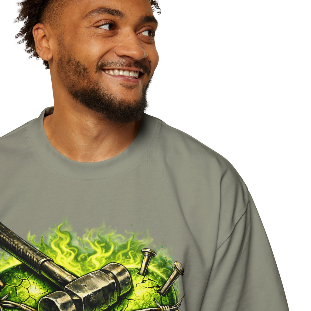 Oversized Discipline Over Emotions Graphic Tee (Green Heart) Printify