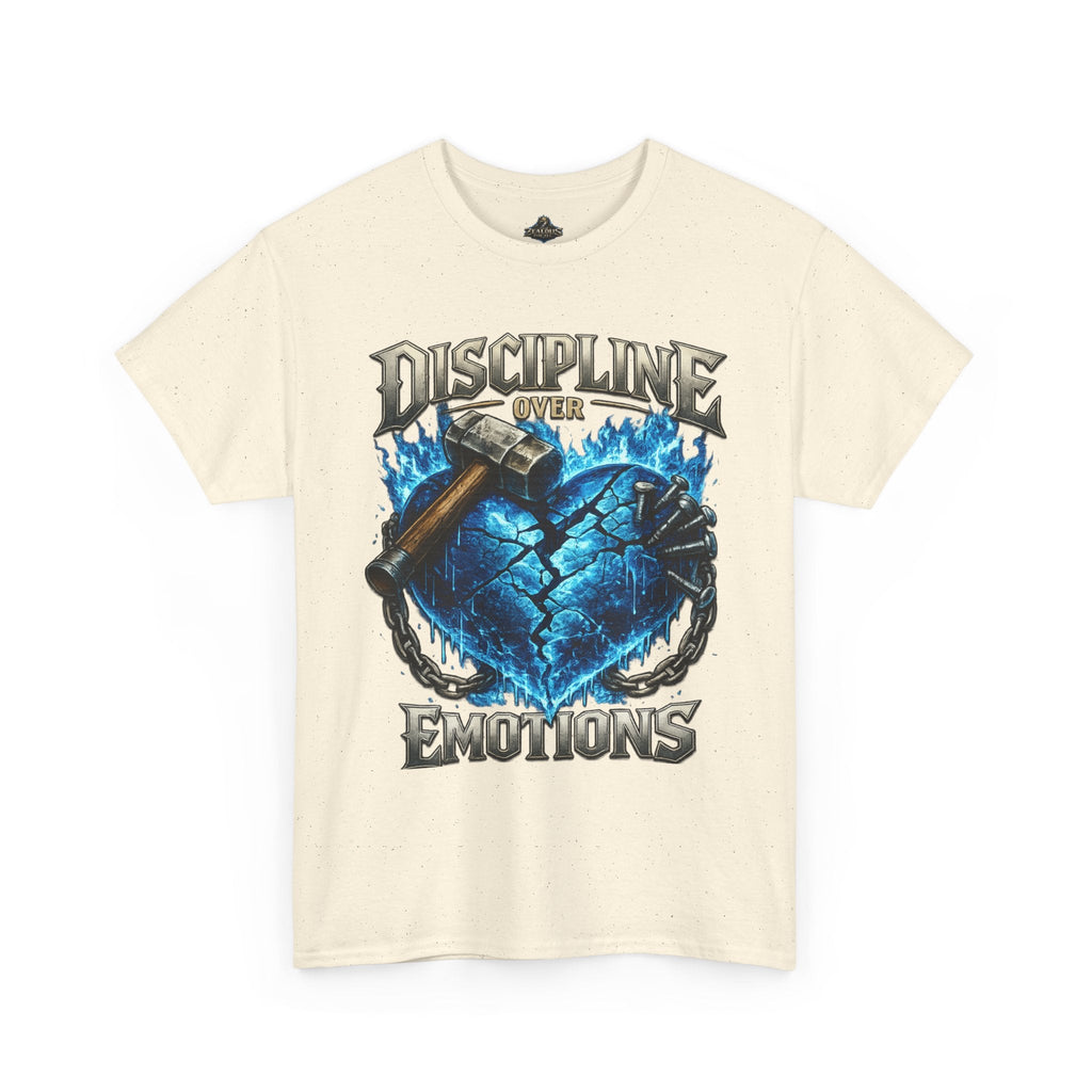Discipline Over Emotions Graphic T-Shirt (Blue Heart) Printify