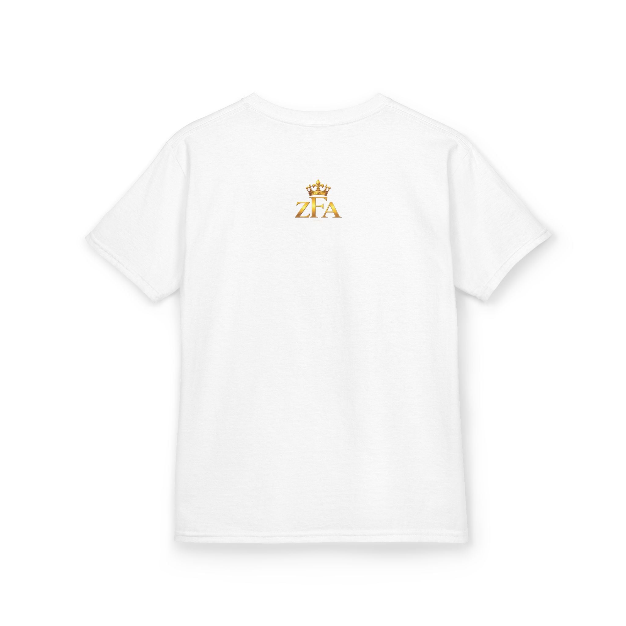 First Kids Zealous For All T-Shirt Drop 01 — Gold Logo Kids Tee Printify