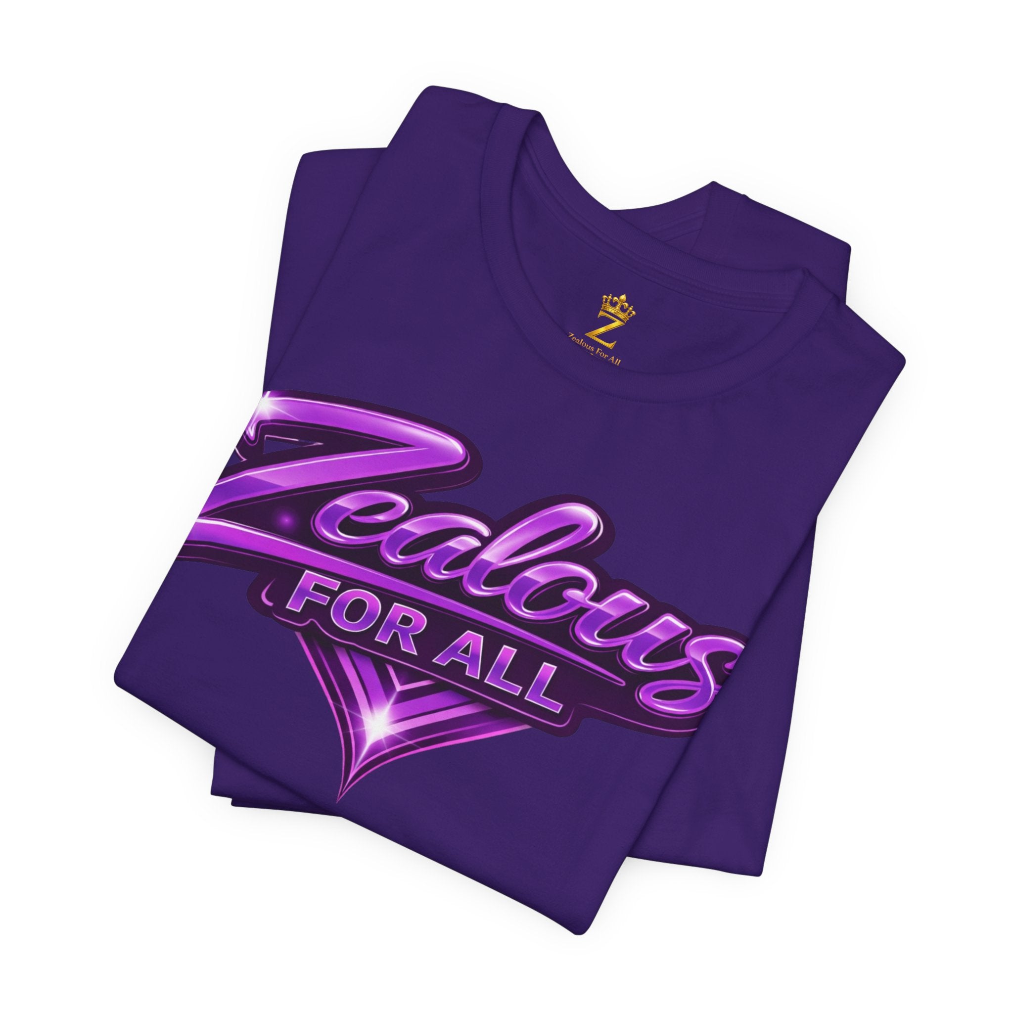 Zealous For All Graphic T-Shirt (Purple Logo) Printify