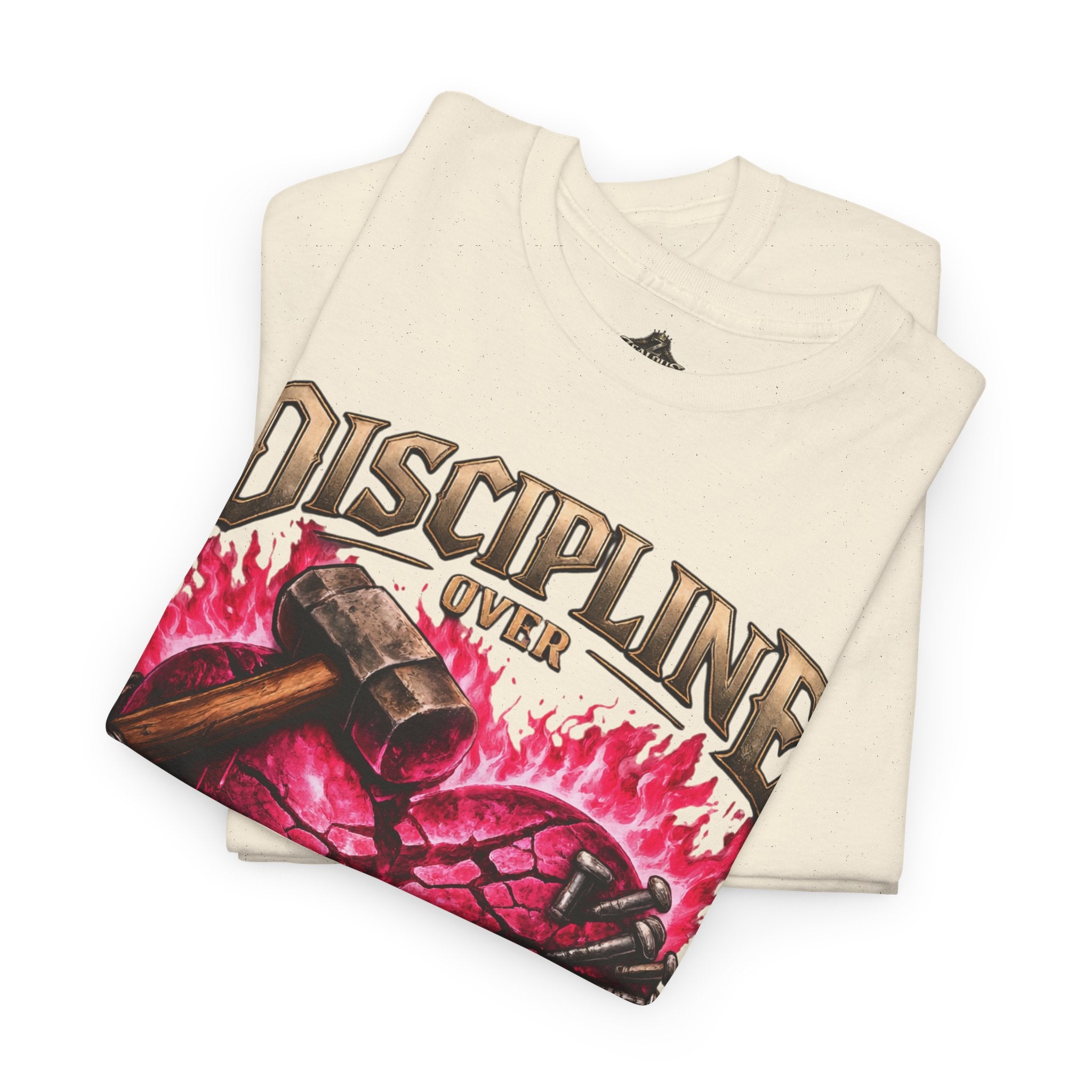 Adult Discipline Over Emotions Graphic T-Shirt (Hot Pink Heart)
