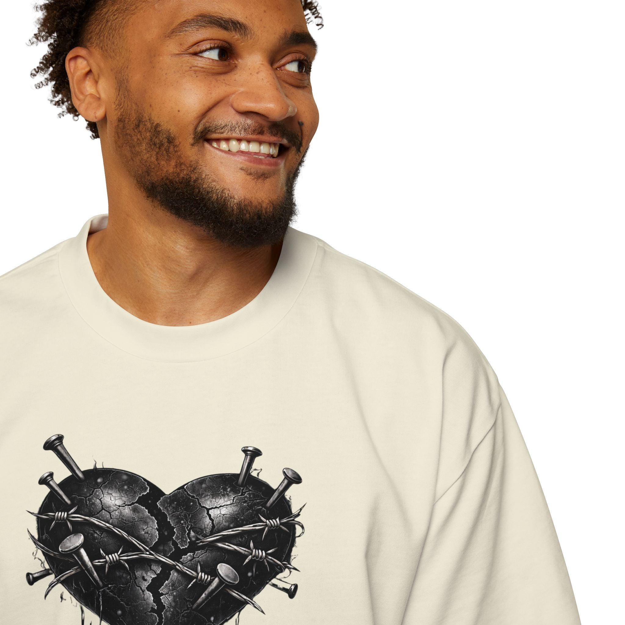 Oversized Discipline Over Emotions (Back) Graphic Tee (Black Heart) Printify