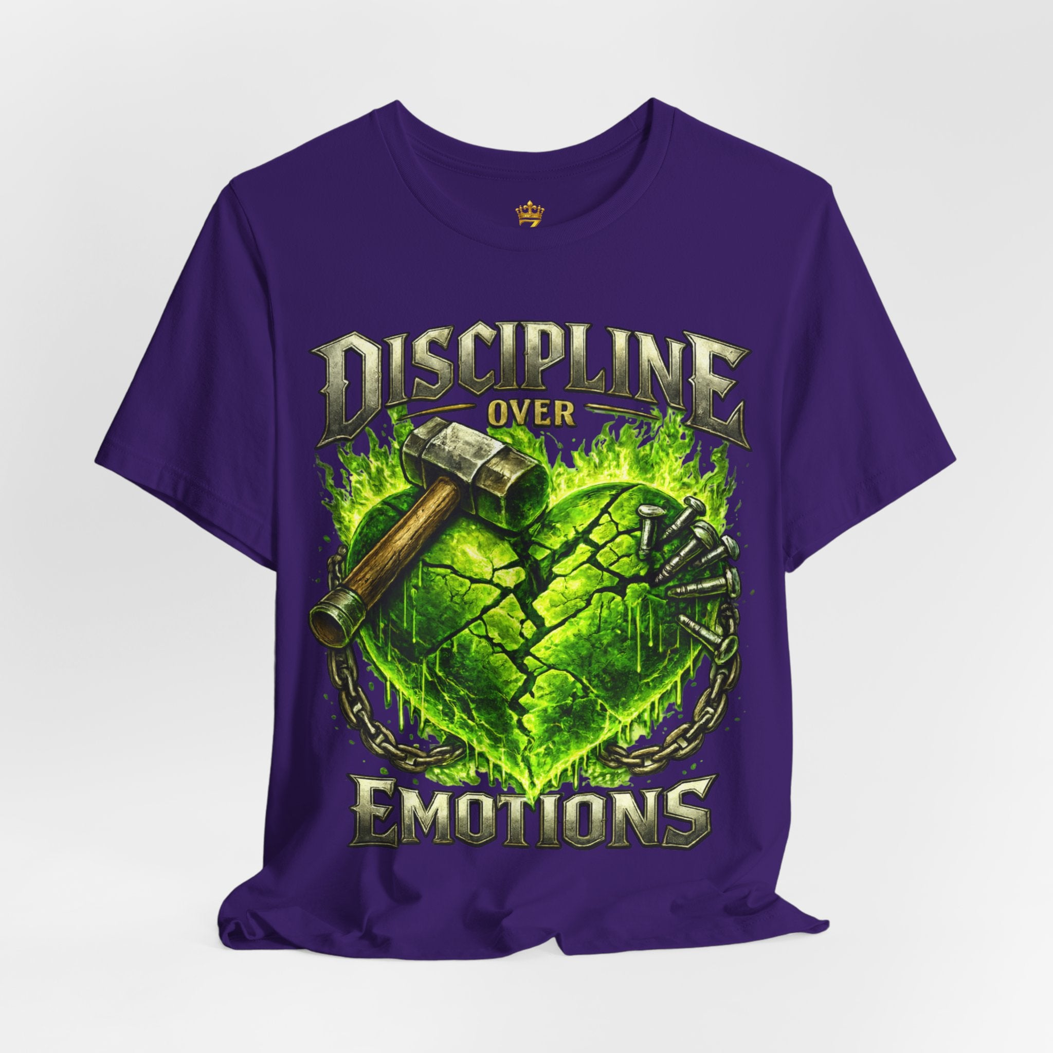 Discipline Over Emotions Premium Graphic T-Shirt (Lime Green Heart) Printify