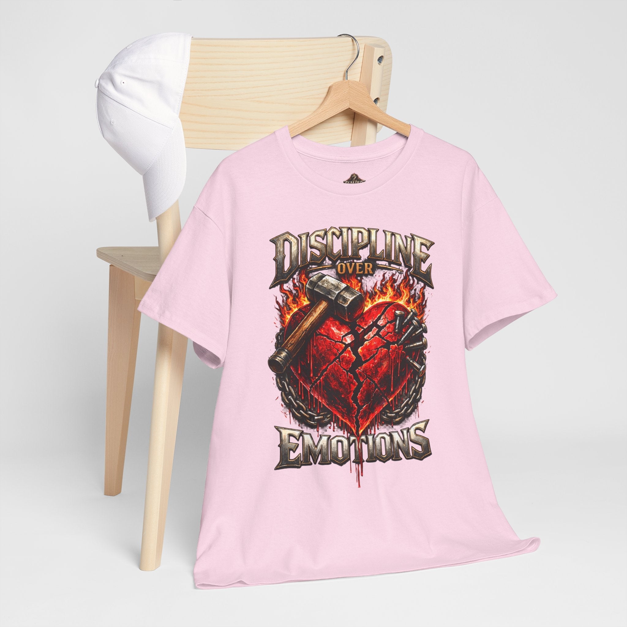Discipline Over Emotions Graphic T-Shirt (Red Heart) Printify