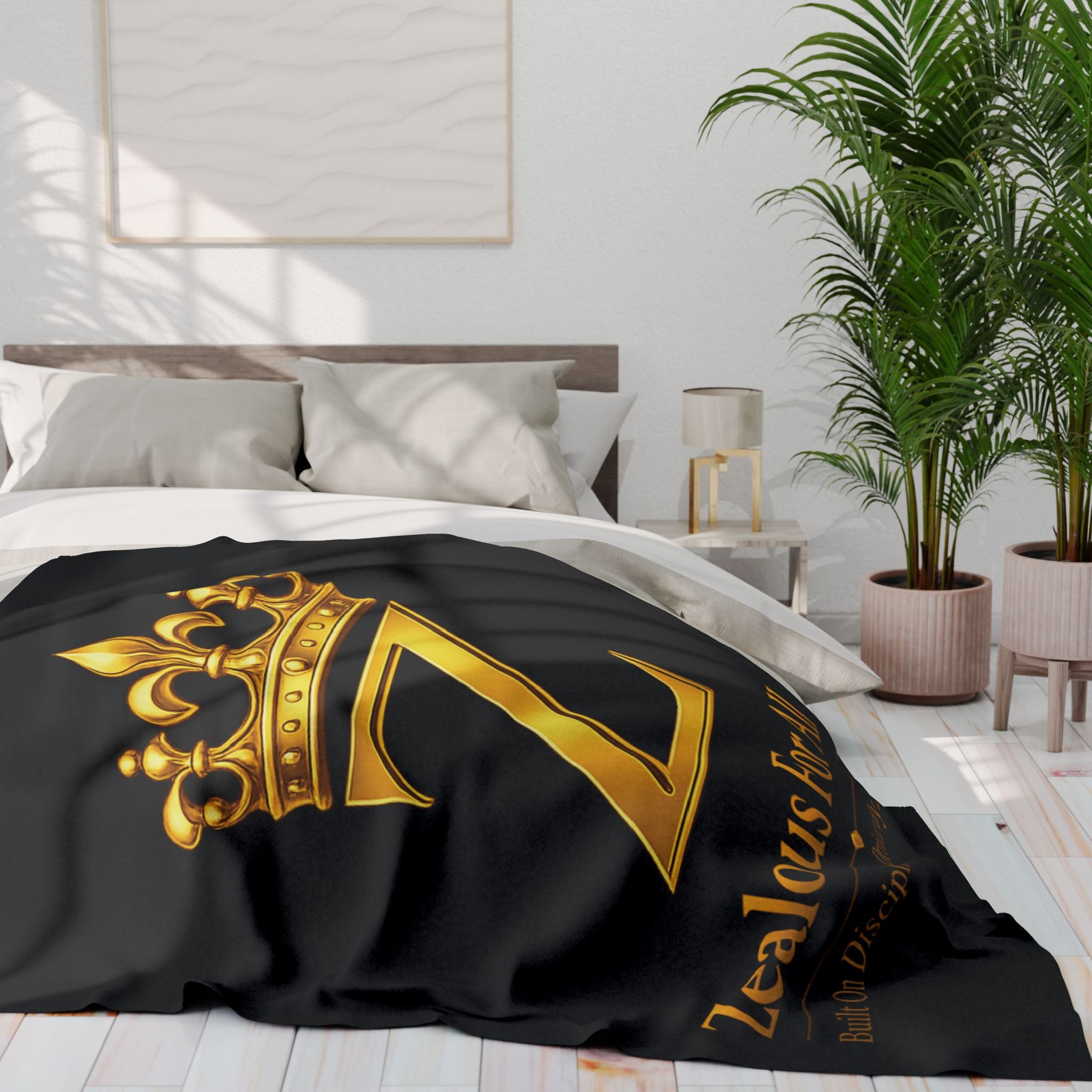 ZFA Throw Blanket — Black Arctic Fleece Blanket Printify