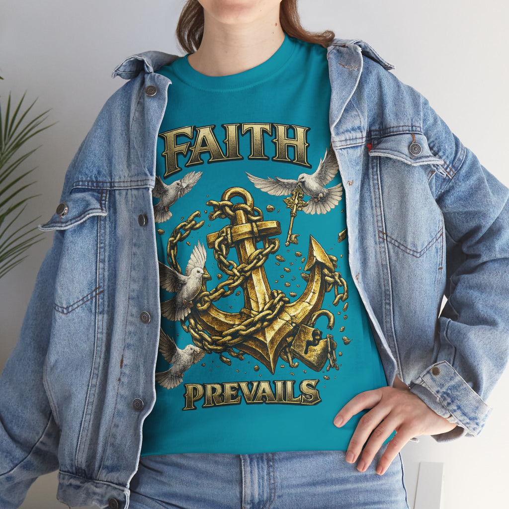 Adult Faith Prevails Anchor T-Shirt (Gold Anchor) Printify