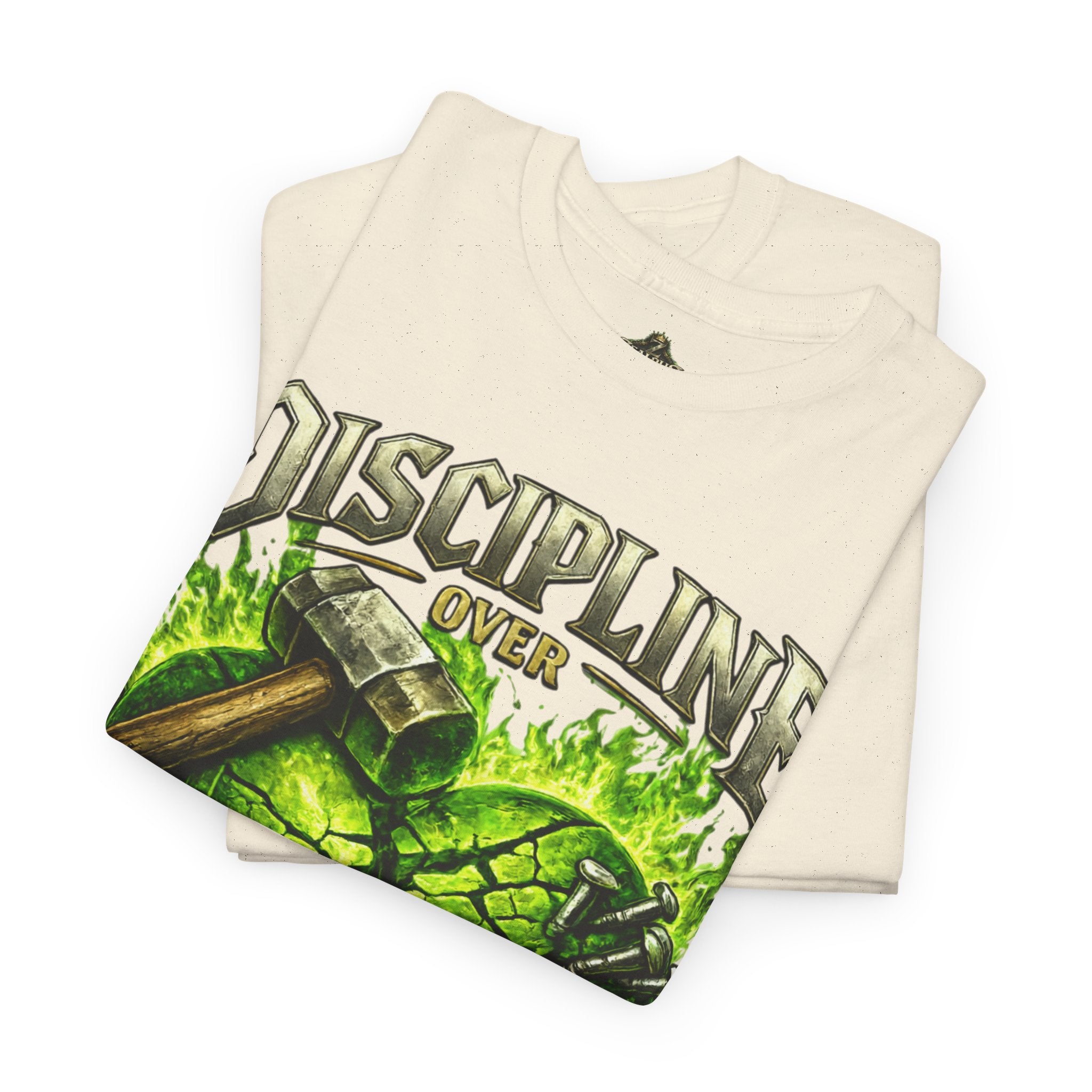 Adult Discipline Over Emotions Graphic T-Shirt (Lime Green Heart)