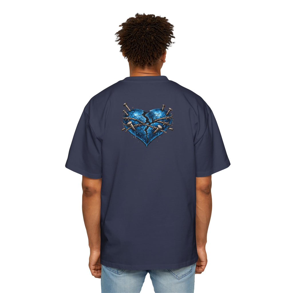 Oversized Discipline Over Emotions Graphic T-Shirt (Blue Heart) Printify