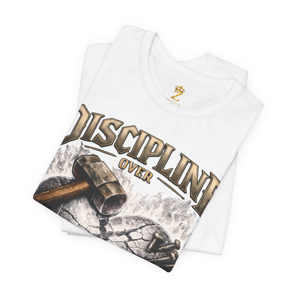 Discipline Over Emotions Premium Graphic T-Shirt (White Heart) Printify