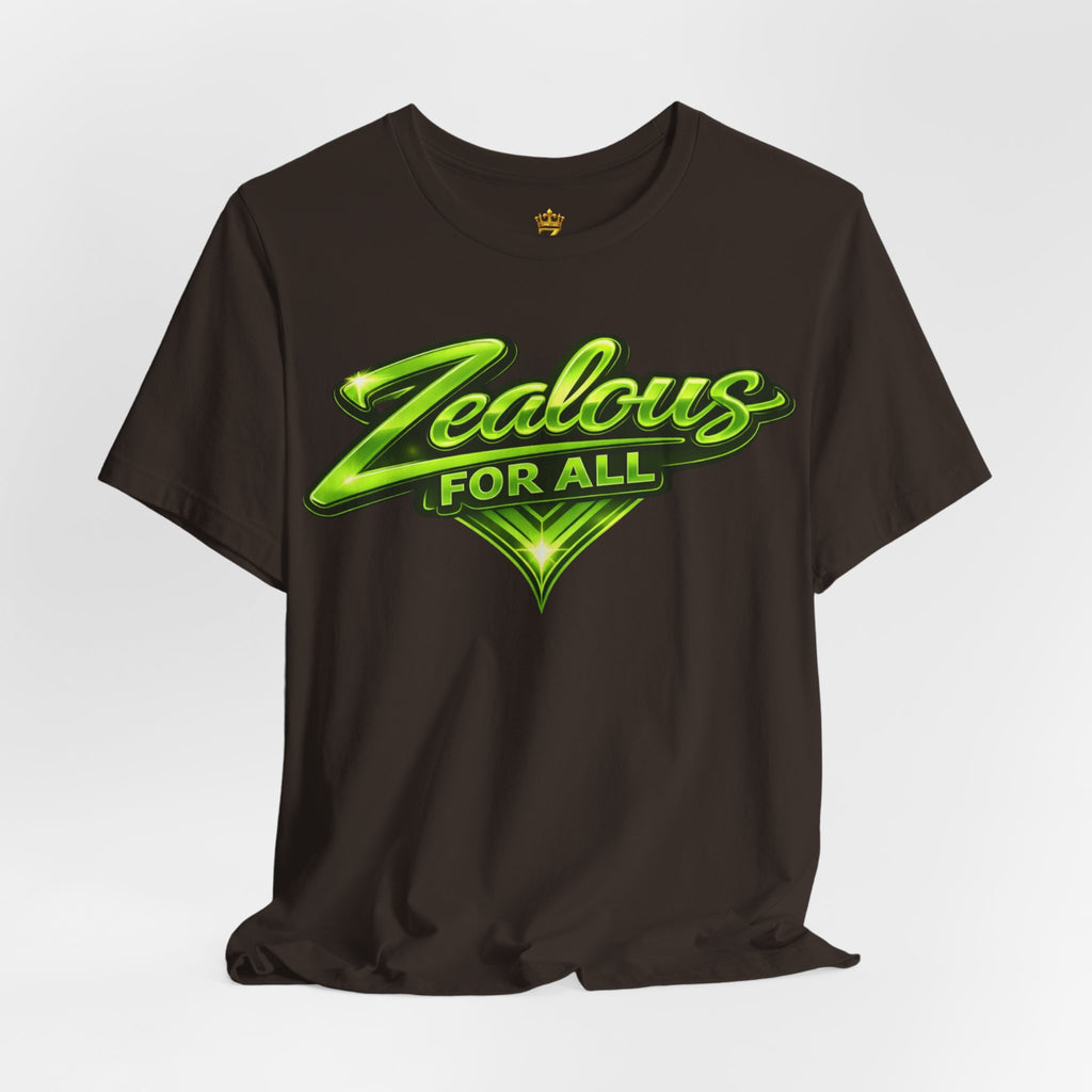 Zealous For All Graphic T-Shirt (Lime Green Logo) Printify