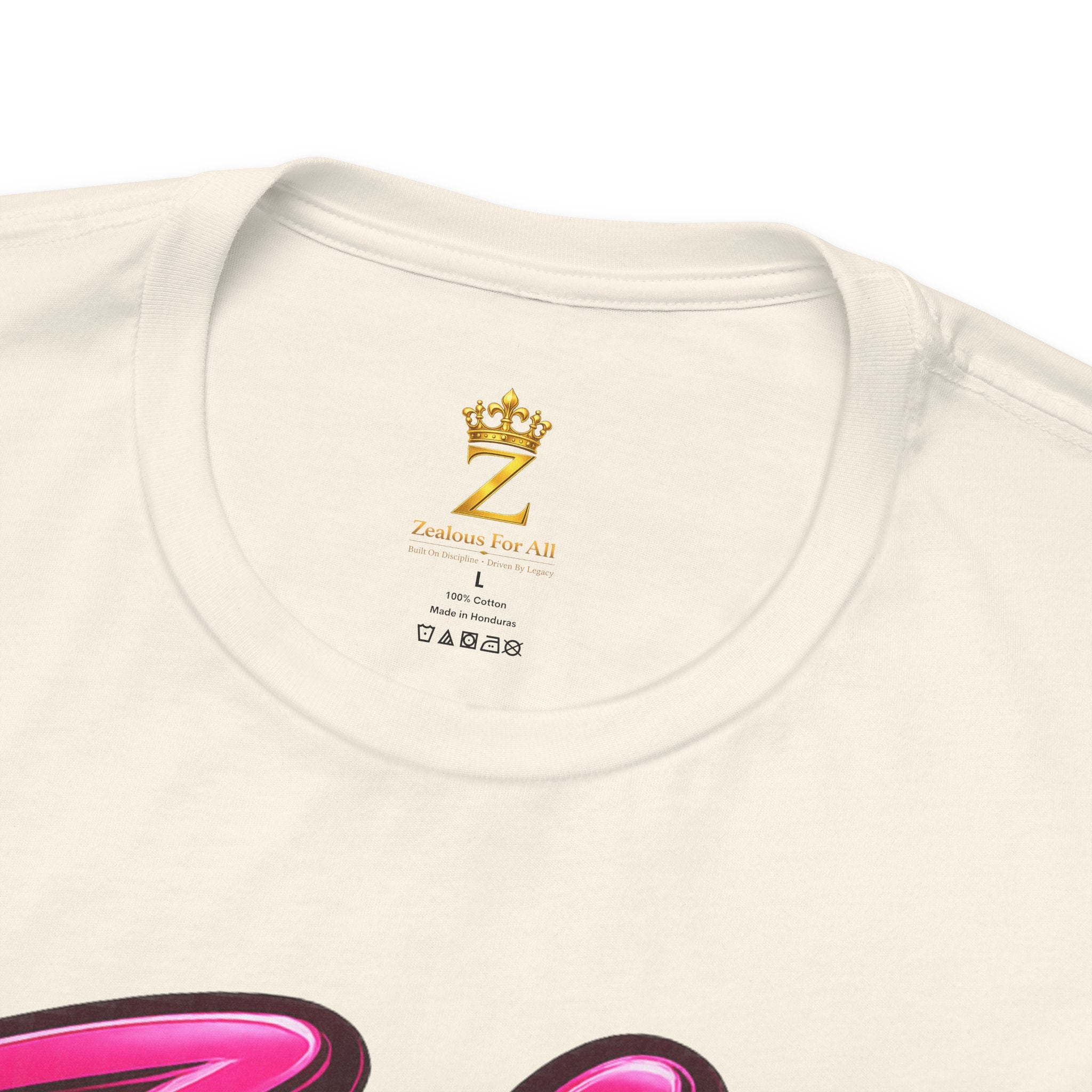 Zealous For All Graphic T-Shirt (Hot Pink Logo) Printify