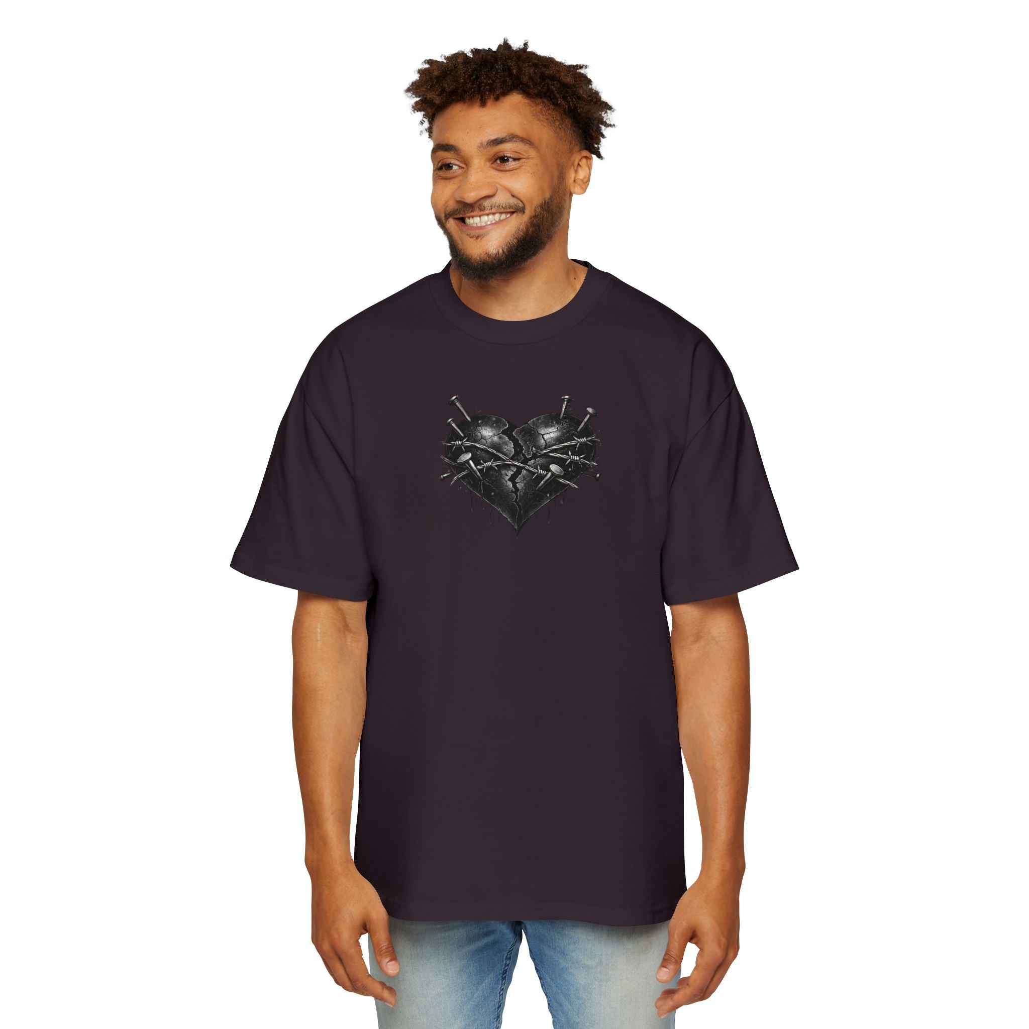 Oversized Discipline Over Emotions (Back) Graphic Tee (Black Heart) Printify