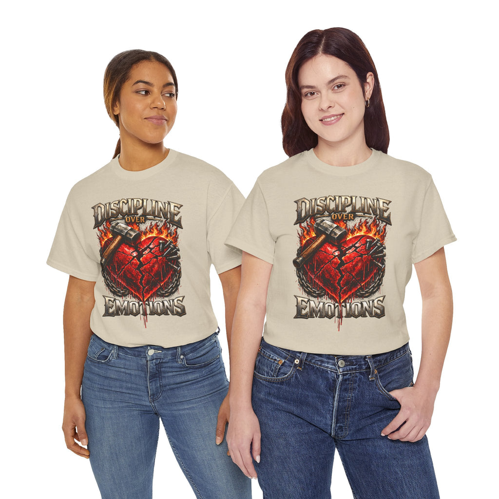 Discipline Over Emotions Graphic T-Shirt (Red Heart) Printify