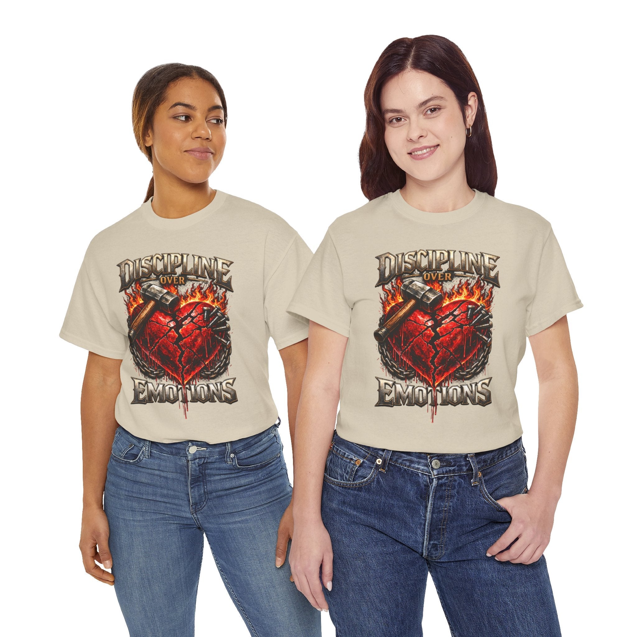 Discipline Over Emotions Graphic T-Shirt (Red Heart) Printify