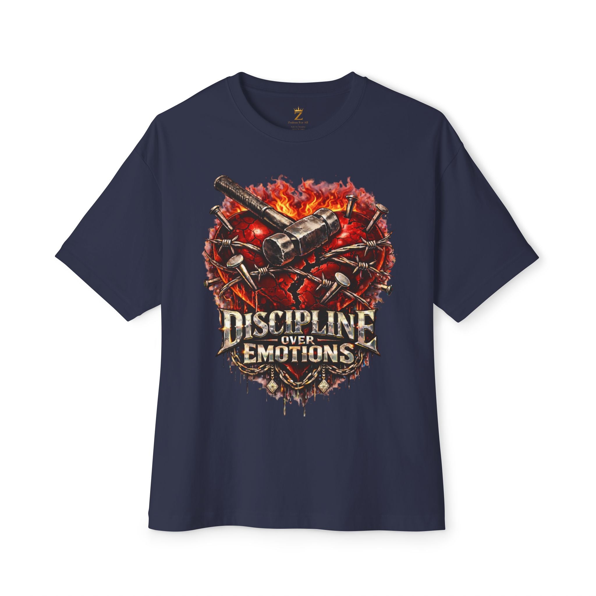 Adult *Oversized* Discipline Over Emotions Graphic Tee (Red Heart) - Zealous For All