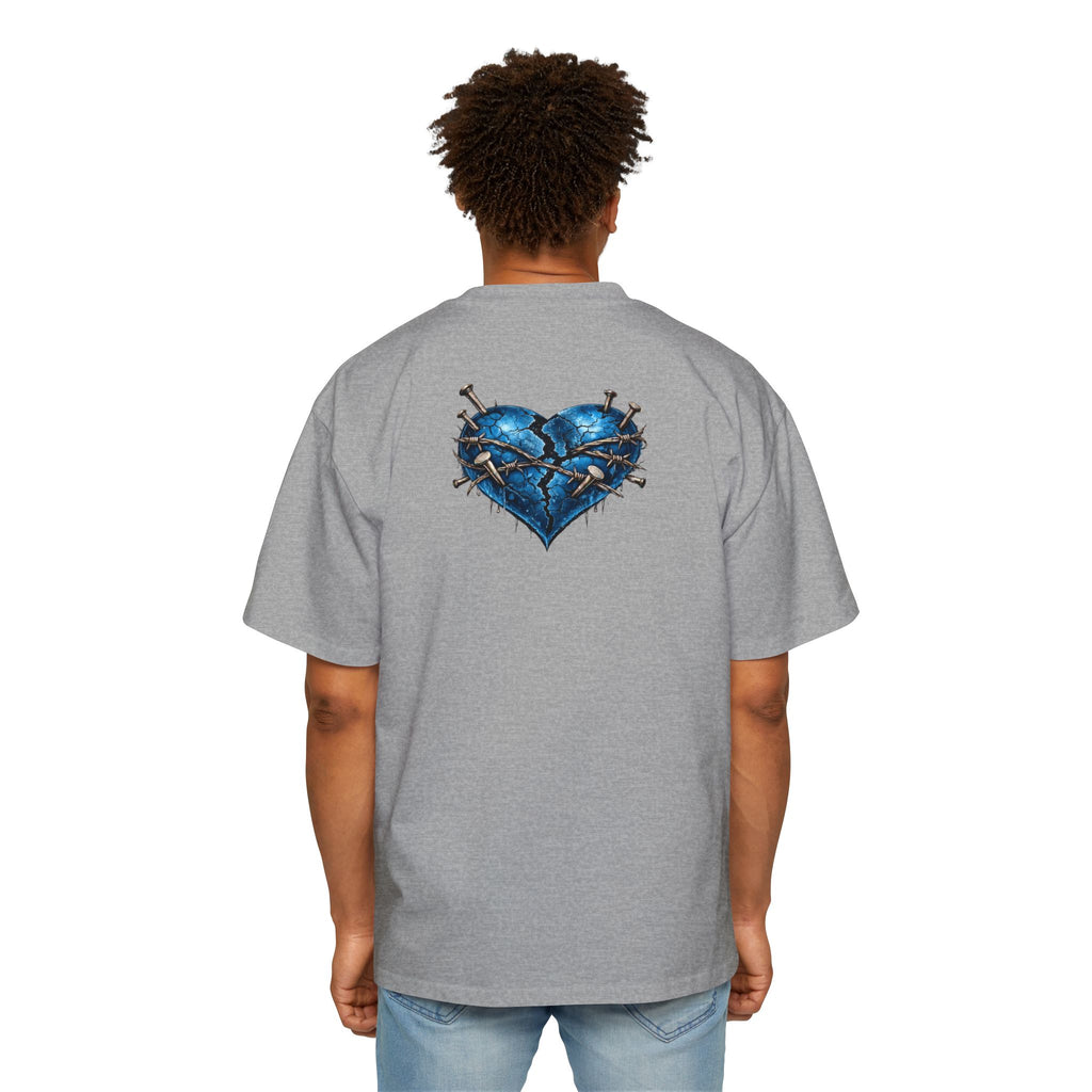 Oversized Discipline Over Emotions Graphic T-Shirt (Blue Heart) Printify