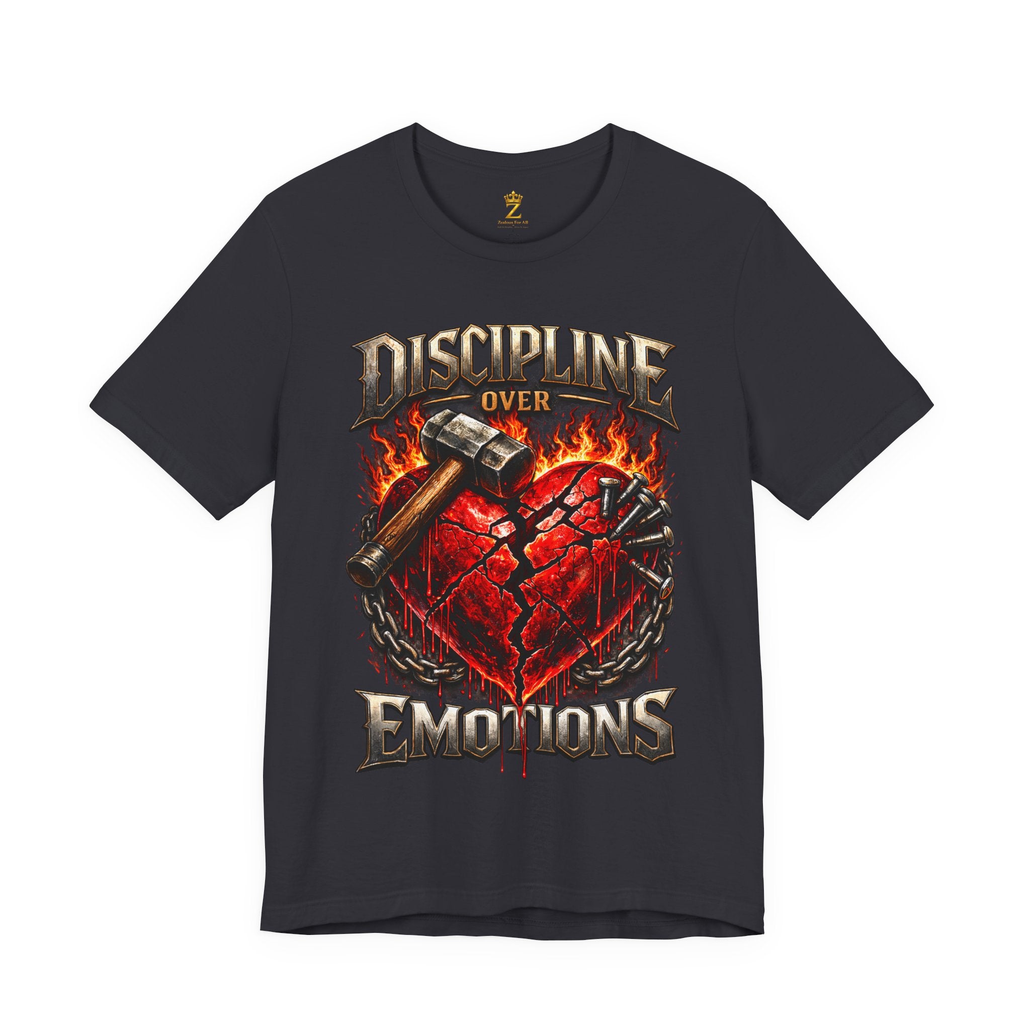 Discipline Over Emotions Premium Graphic T-Shirt (Red Heart) Printify