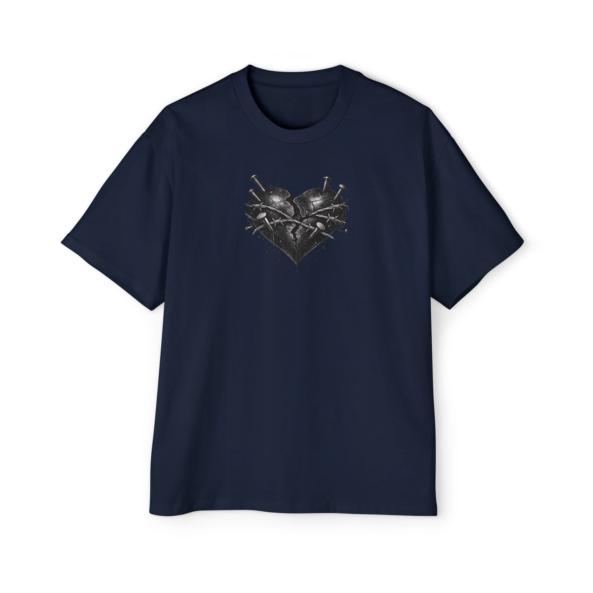 Oversized Discipline Over Emotions (Back) Graphic Tee (Black Heart) Printify