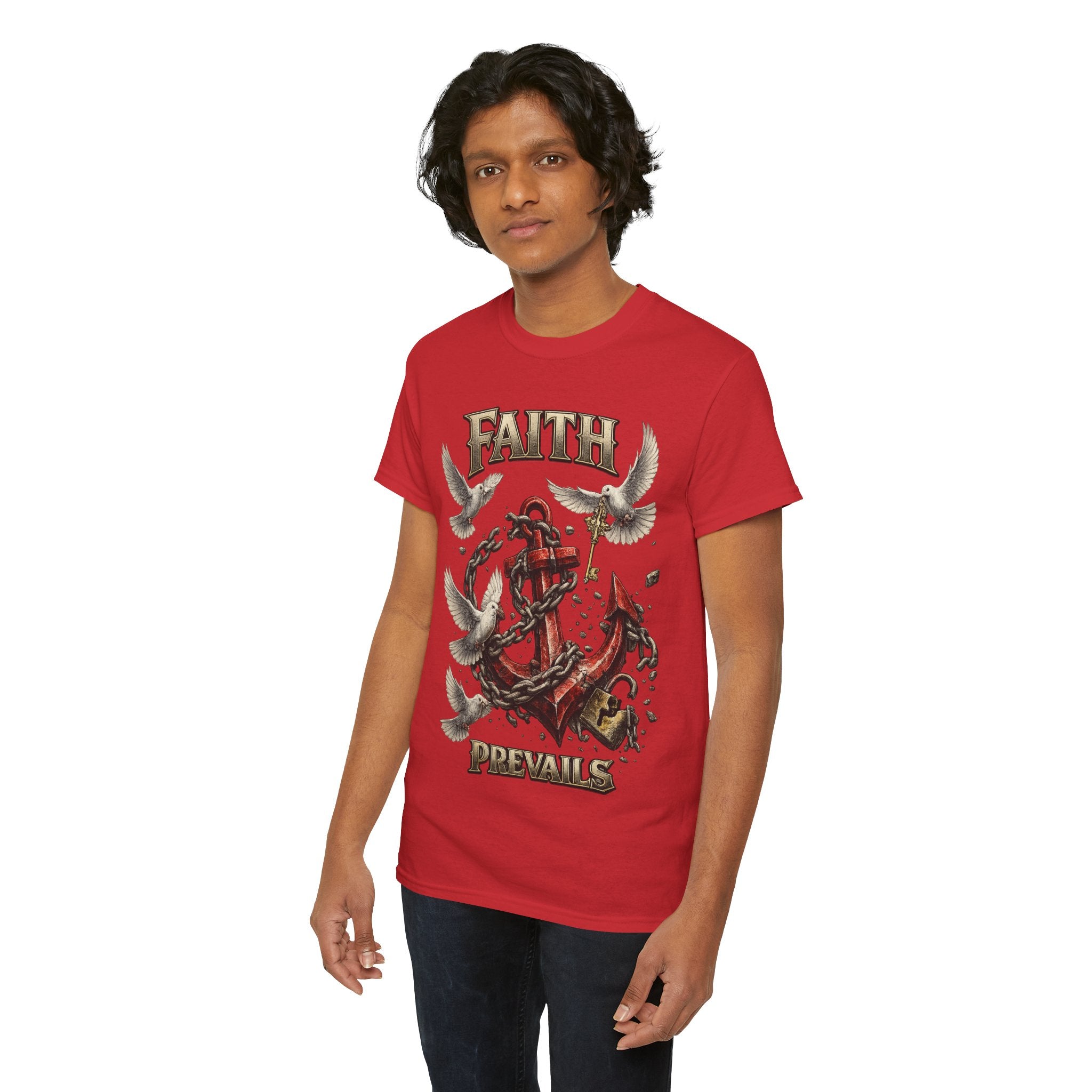 Adult Faith Prevails T‑Shirt (Red Anchor) Printify