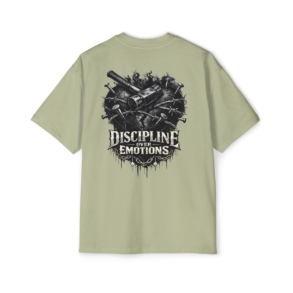 Oversized Discipline Over Emotions (Back) Graphic Tee (Black Heart) Printify