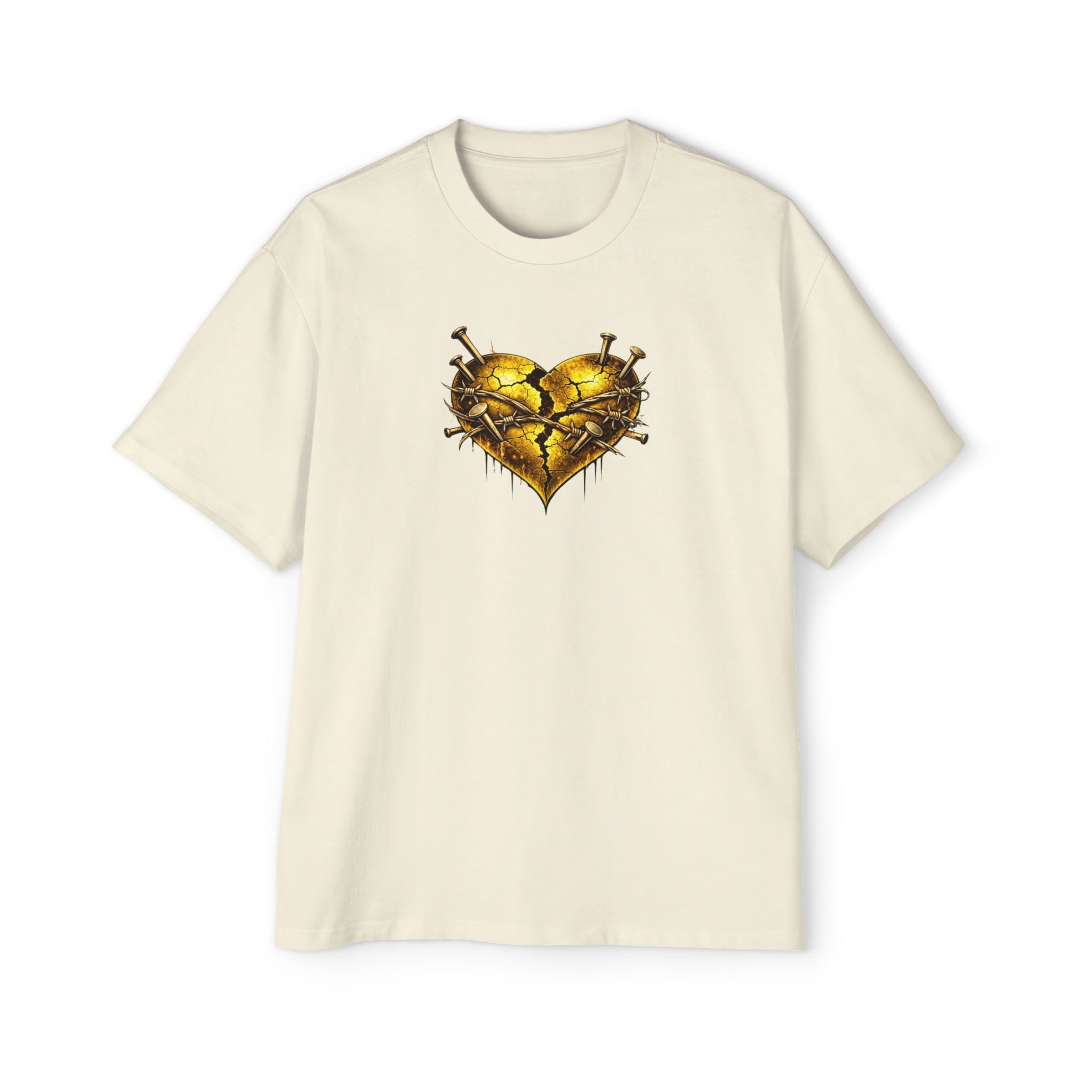 Oversized Discipline Over Emotions (Back) Graphic Tee (Gold Heart) Printify