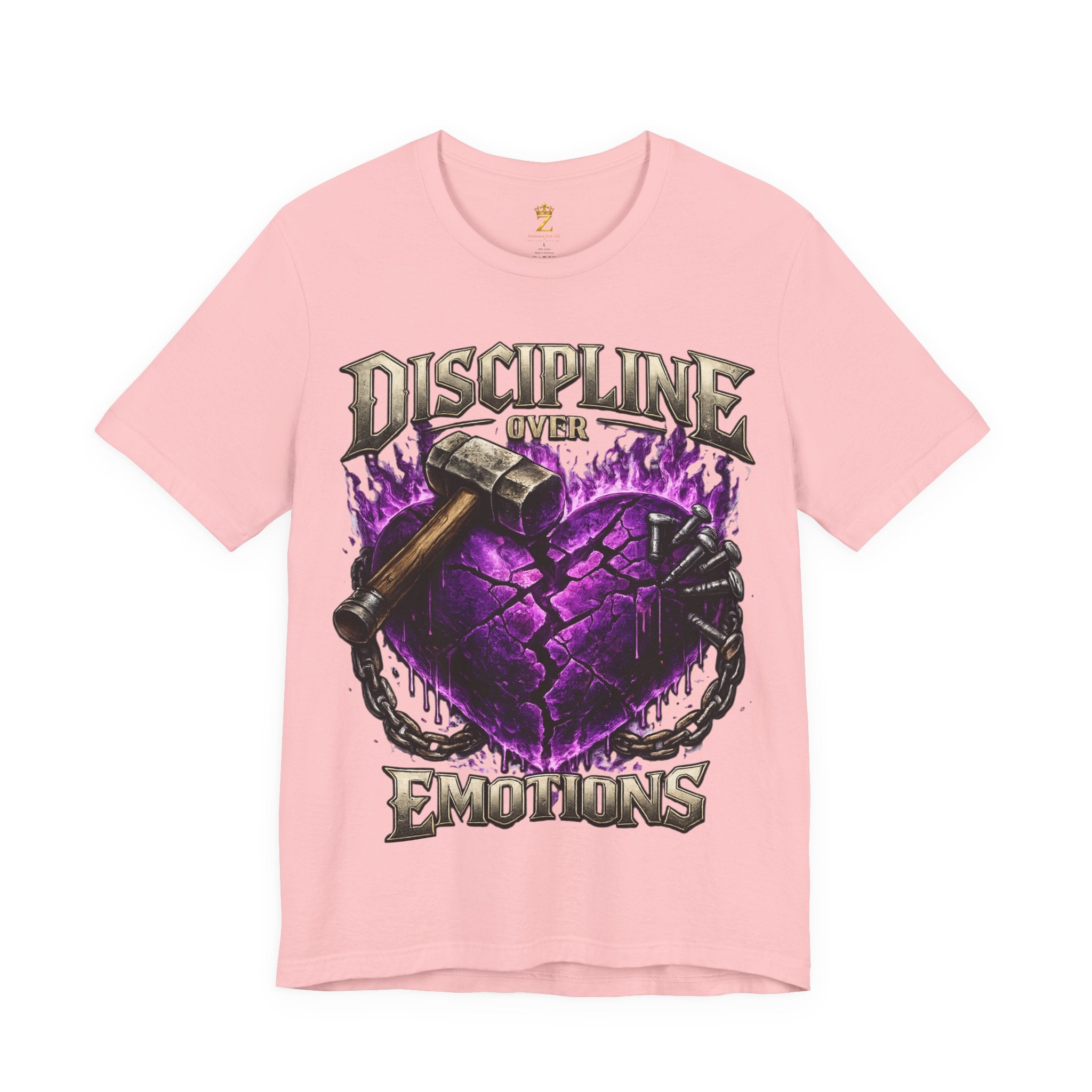 Discipline Over Emotions Premium Graphic T-Shirt (Purple Heart) Printify