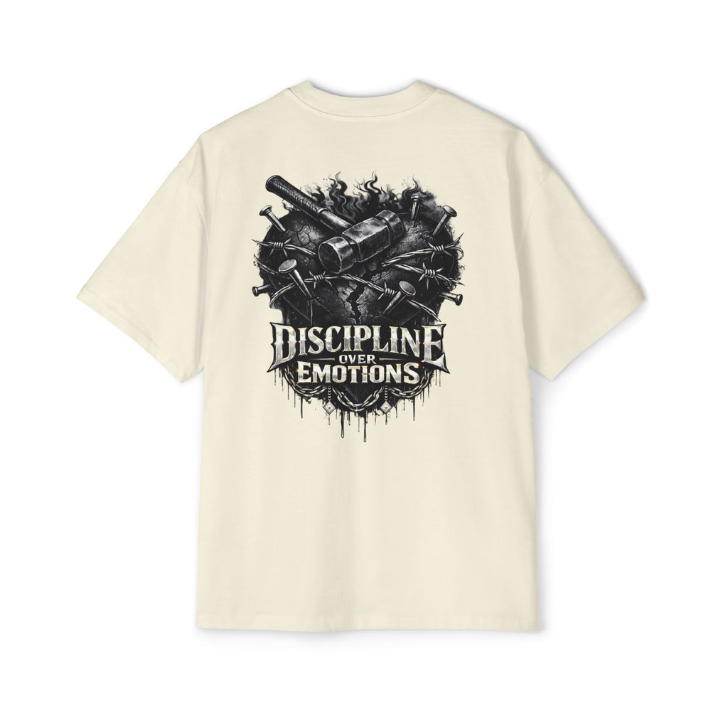 Oversized Discipline Over Emotions (Back) Graphic Tee (Black Heart) Printify