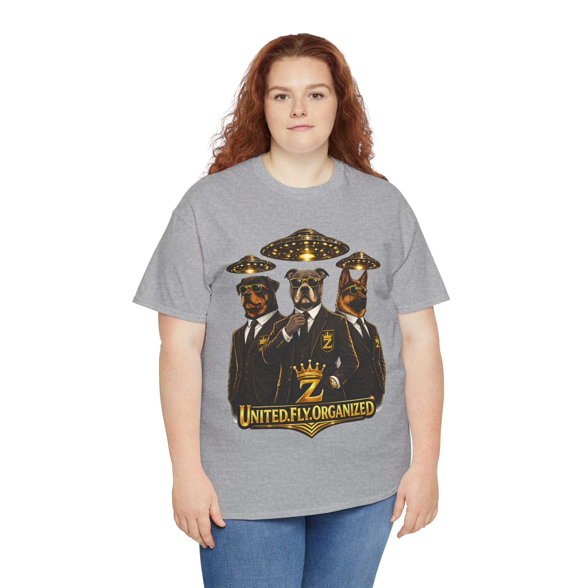 Adult "United. Fly. Organized." Graphic Tee (Gold) Printify
