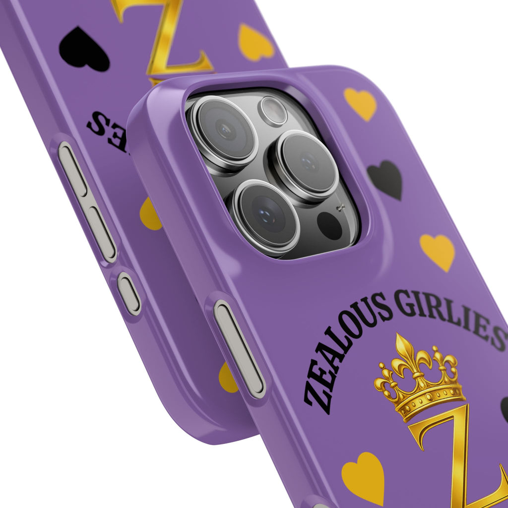 Zealous Girlies 'Z' Crown Slim Phone Case — Purple & Gold Heart Design Printify