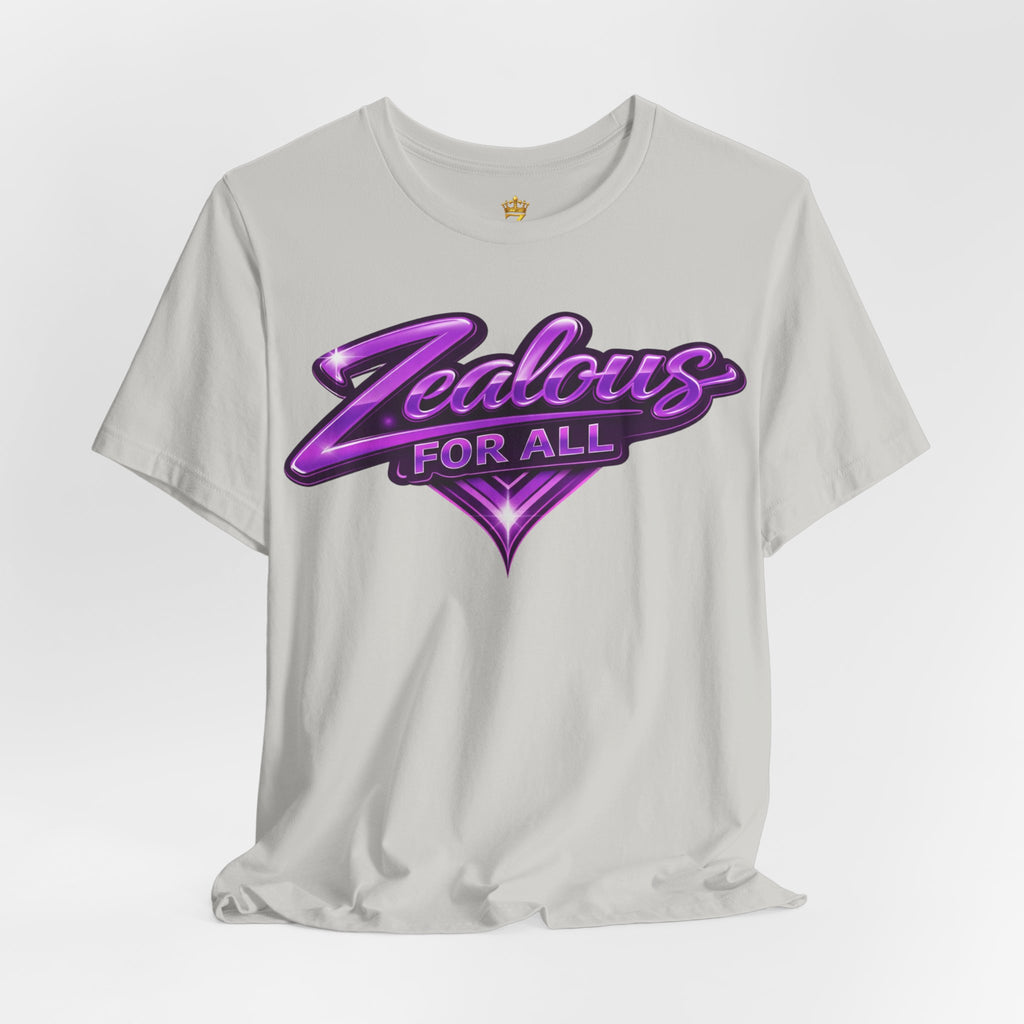 Zealous For All Graphic T-Shirt (Purple Logo) Printify