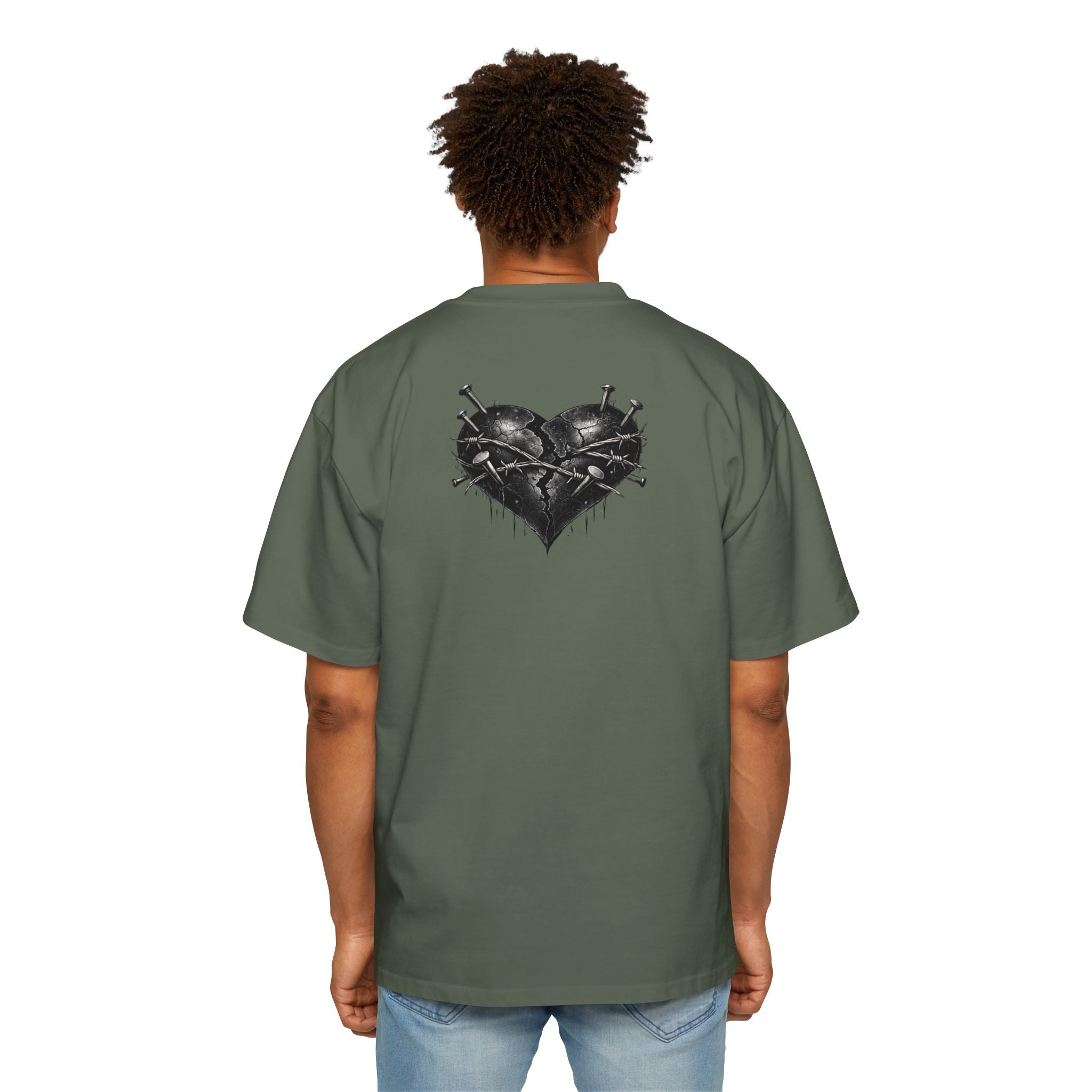 Oversized Discipline Over Emotions Graphic Tee (Black Heart) Printify