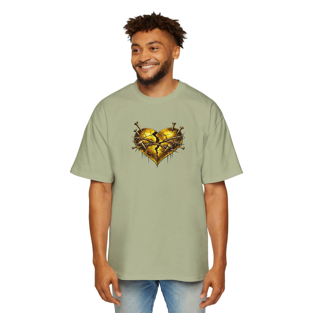 Oversized Discipline Over Emotions (Back) Graphic Tee (Gold Heart) Printify