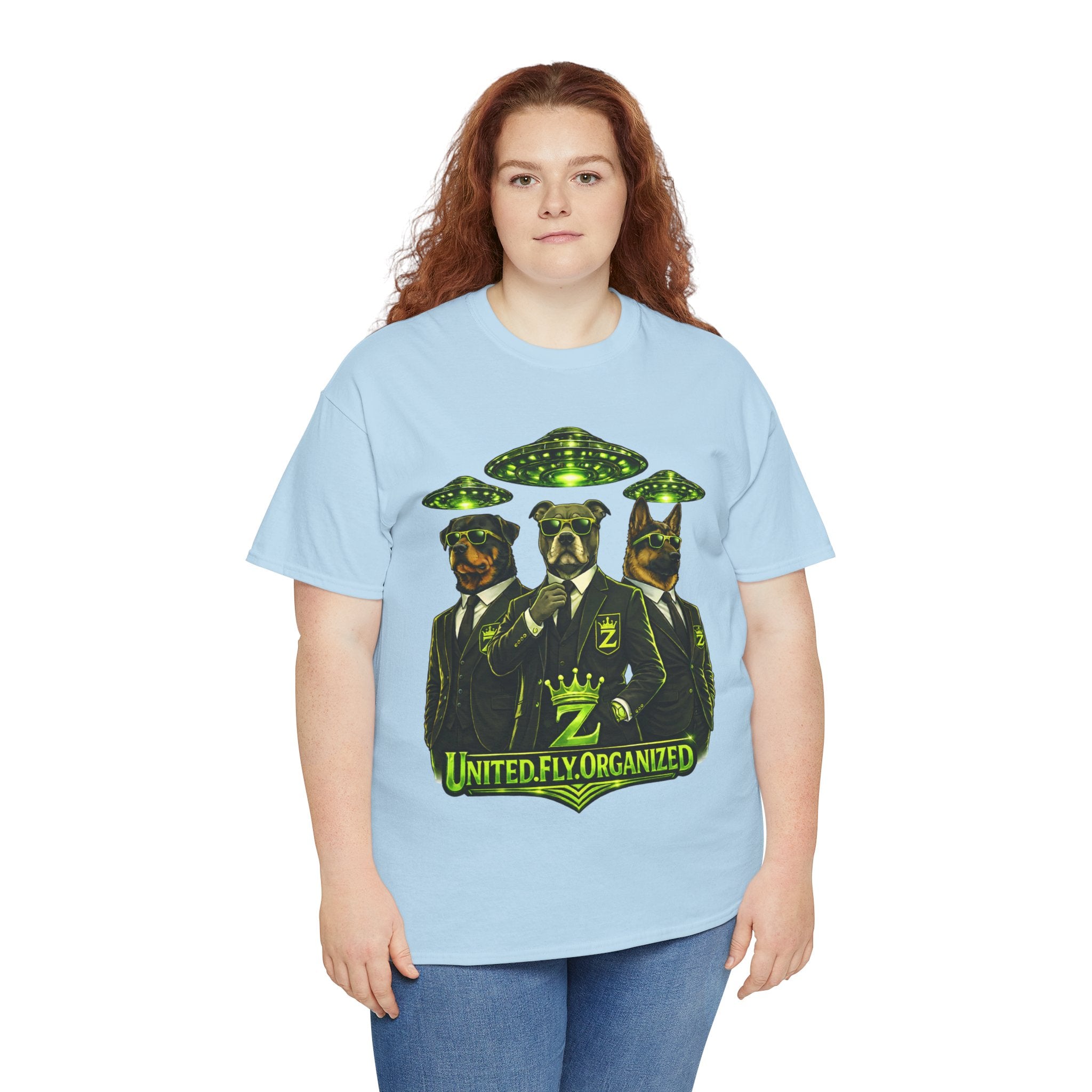 Adult "United. Fly. Organized." Graphic Tee (Lime Green) Printify