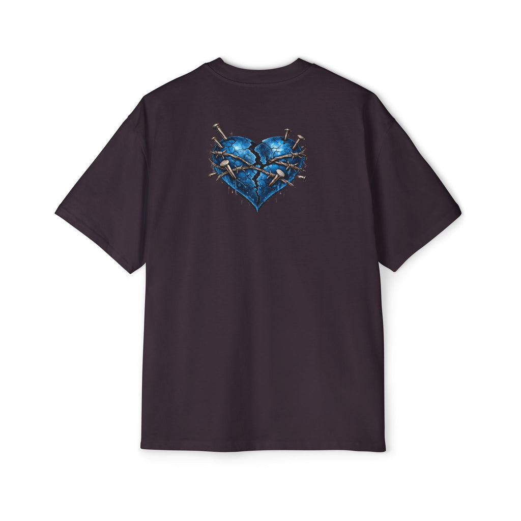 Oversized Discipline Over Emotions Graphic T-Shirt (Blue Heart) Printify