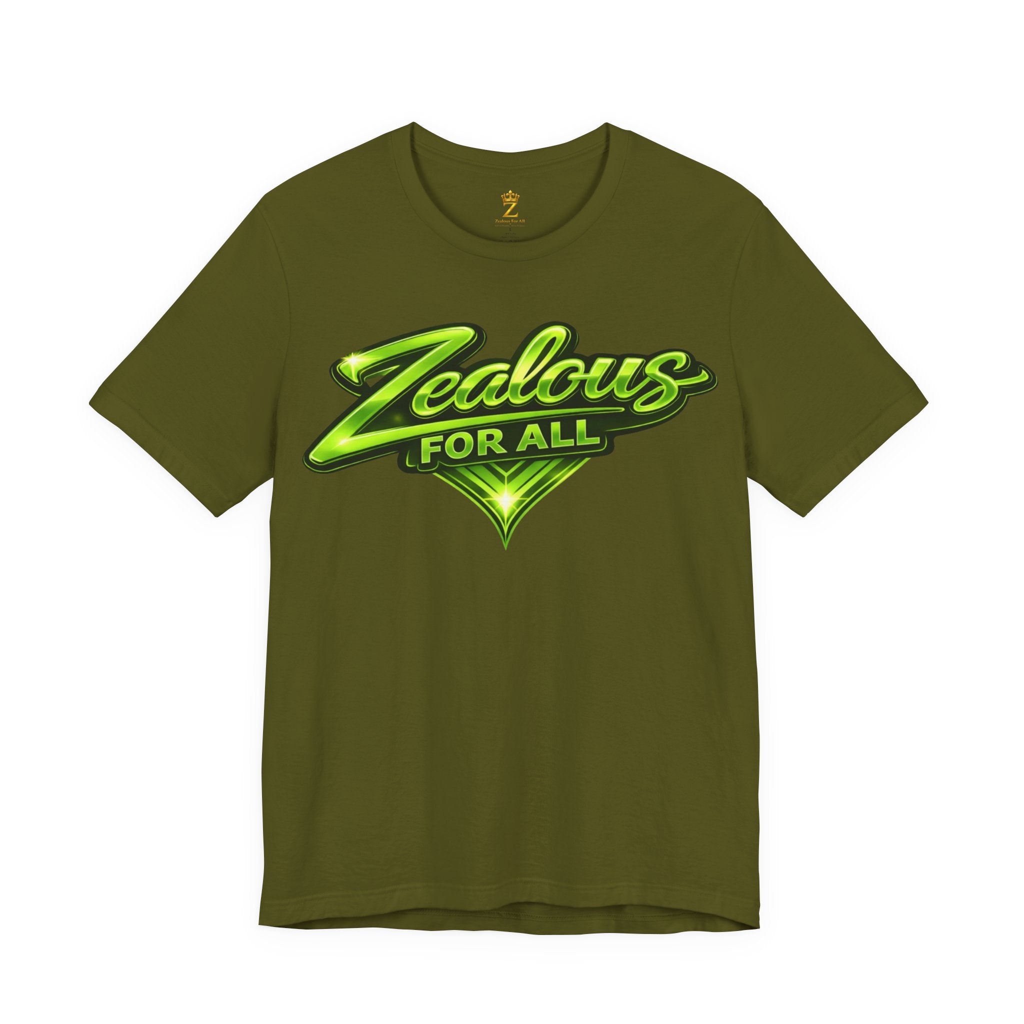 Zealous For All Graphic T-Shirt (Lime Green Logo) Printify