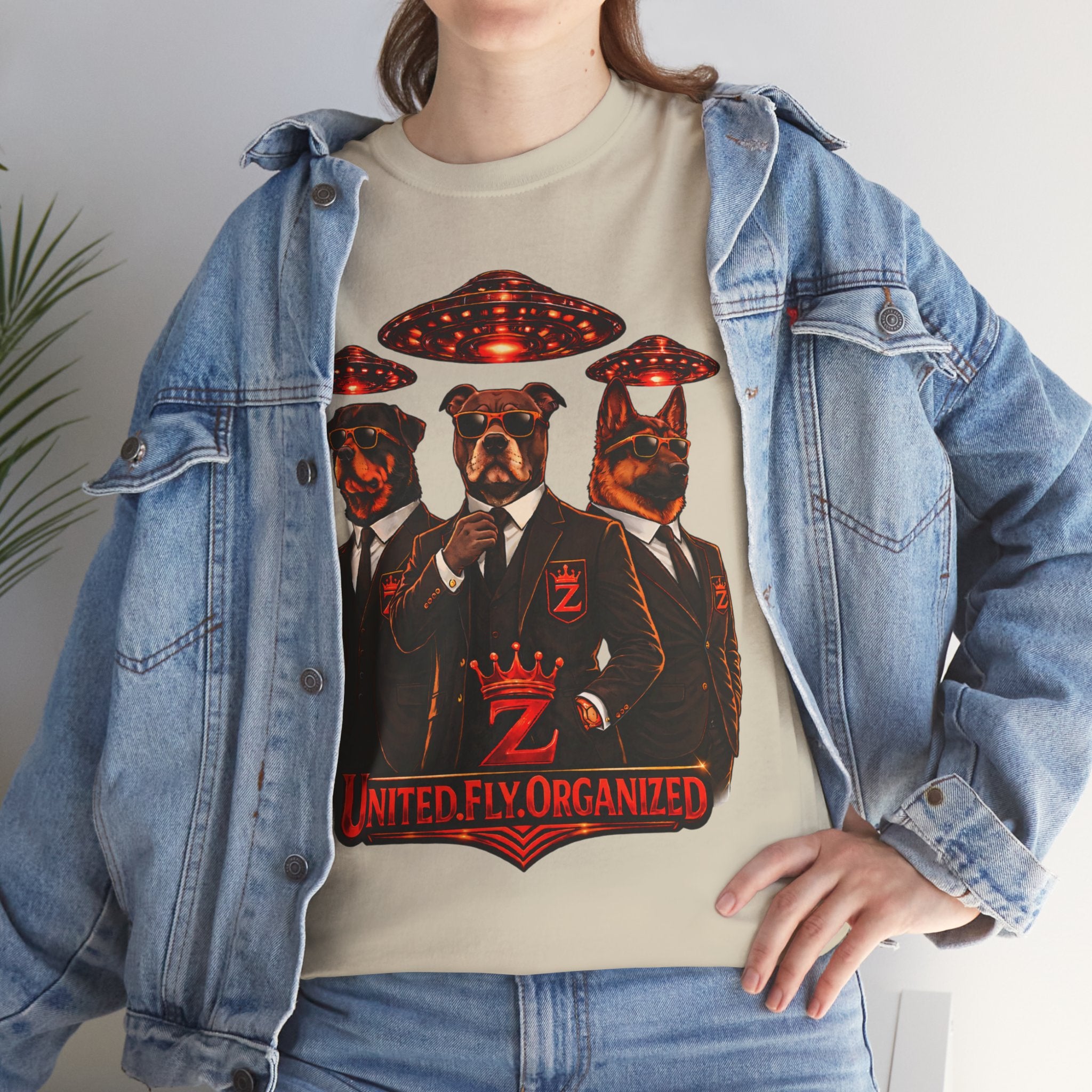 Adult "United. Fly. Organized." Graphic Tee (Red) Printify