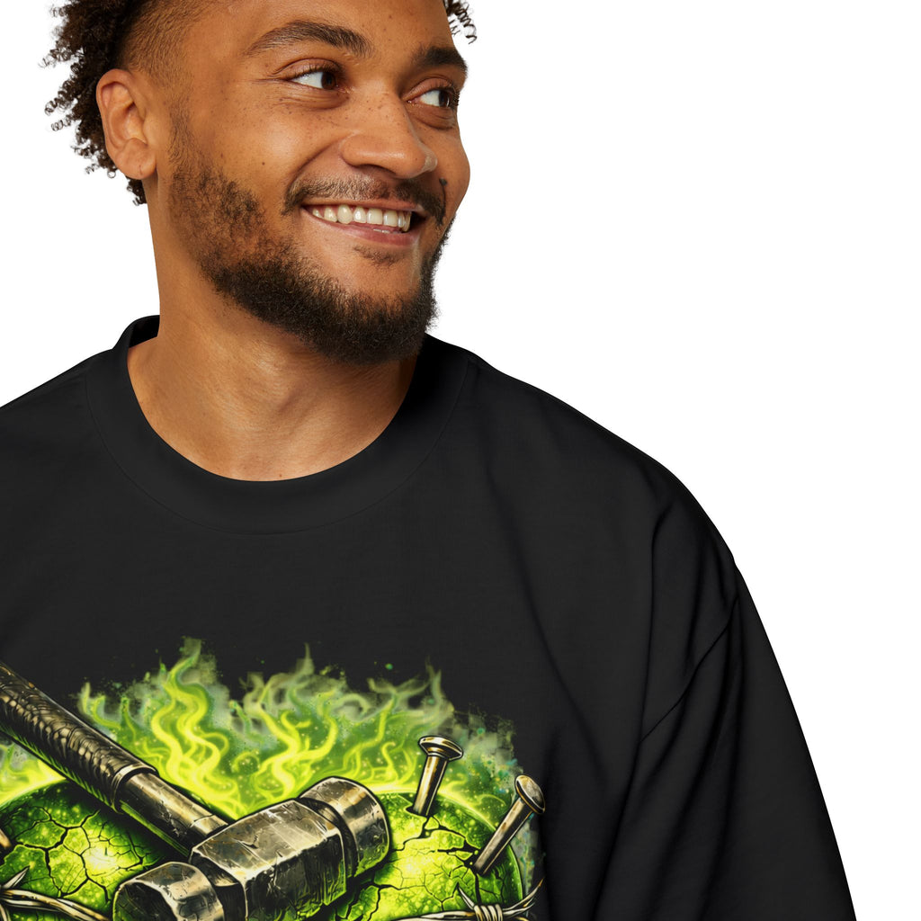 Oversized Discipline Over Emotions Graphic Tee (Green Heart) Printify