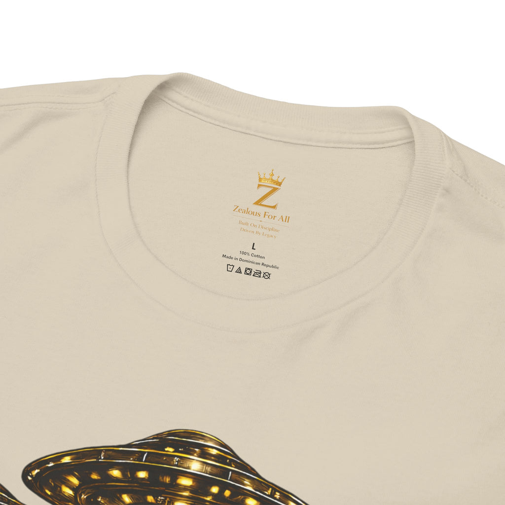 Adult "United. Fly. Organized." Graphic Tee (Gold) Printify