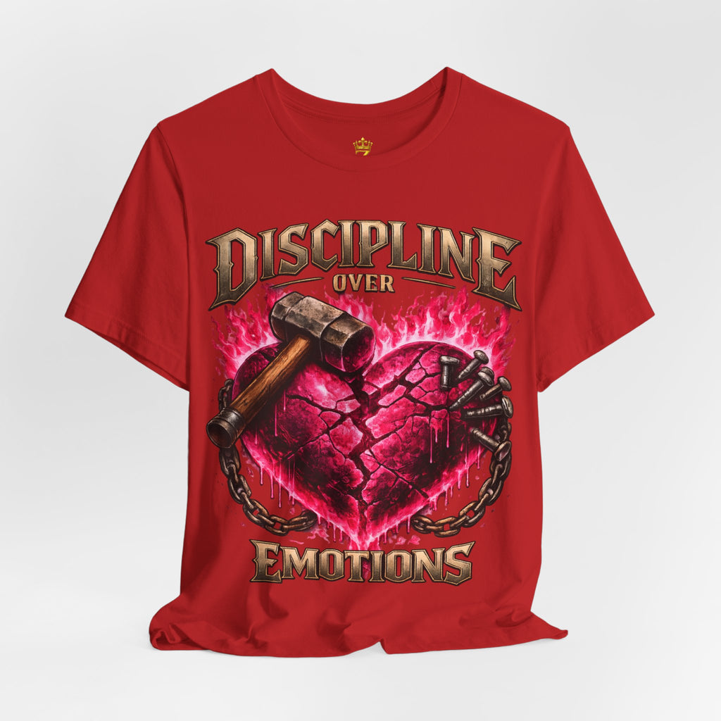 Discipline Over Emotions Premium Graphic T-Shirt (Hot Pink Heart) Printify
