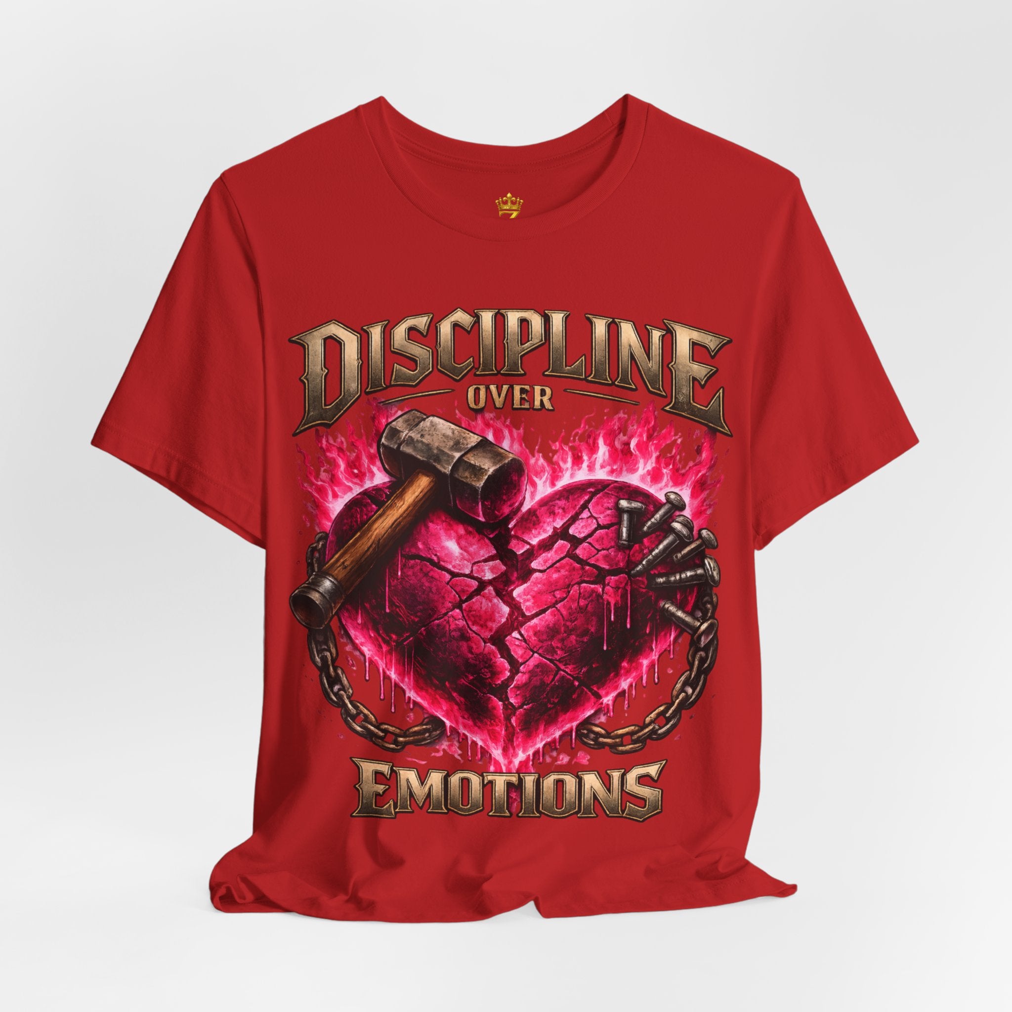Discipline Over Emotions Premium Graphic T-Shirt (Hot Pink Heart) Printify