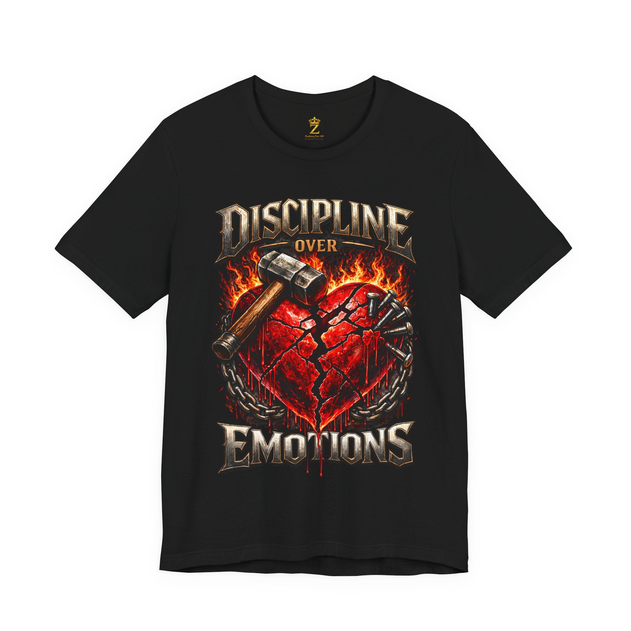 Discipline Over Emotions Premium Graphic T-Shirt (Red Heart) Printify