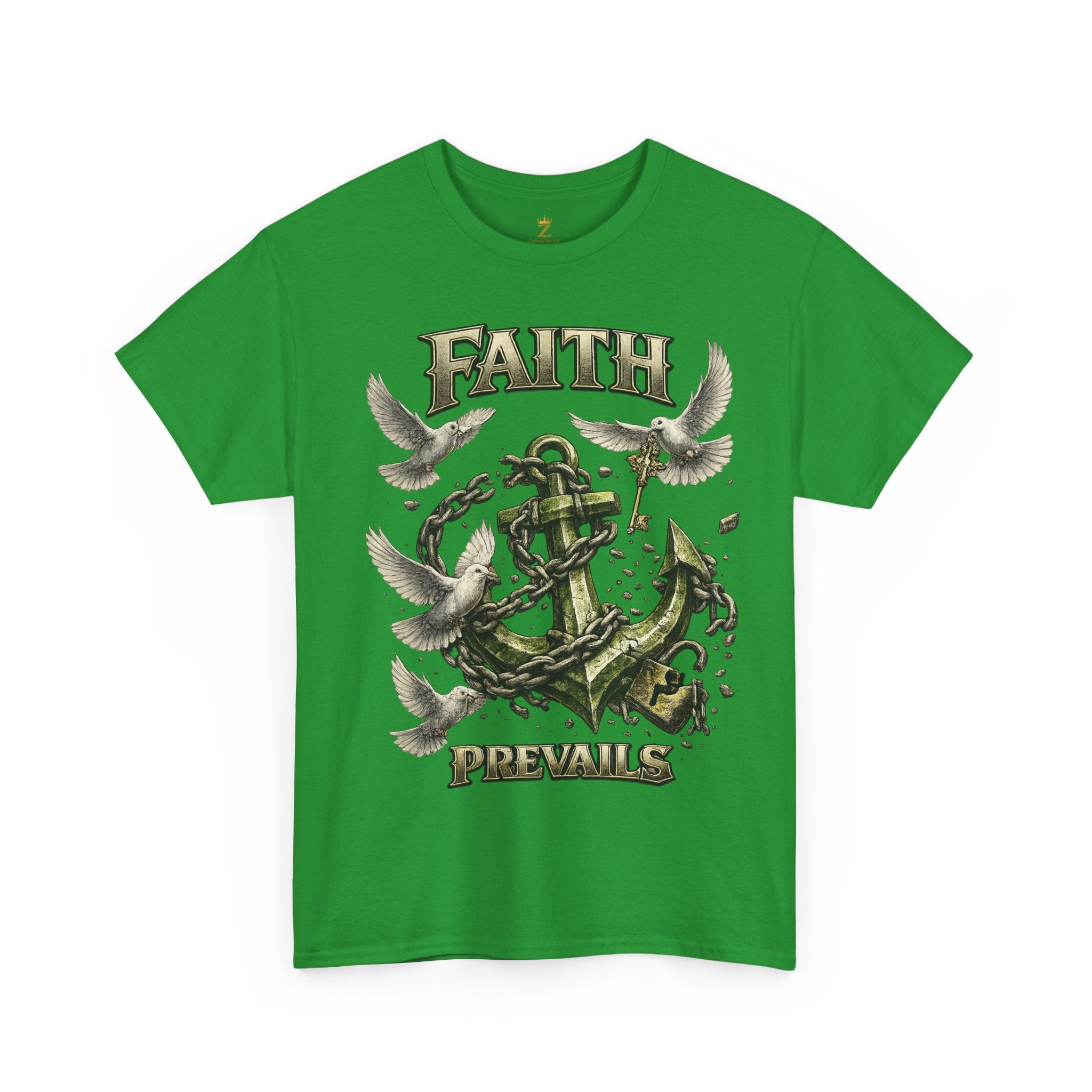 Adult Faith Prevails Anchor T-Shirt (Green Anchor) Printify