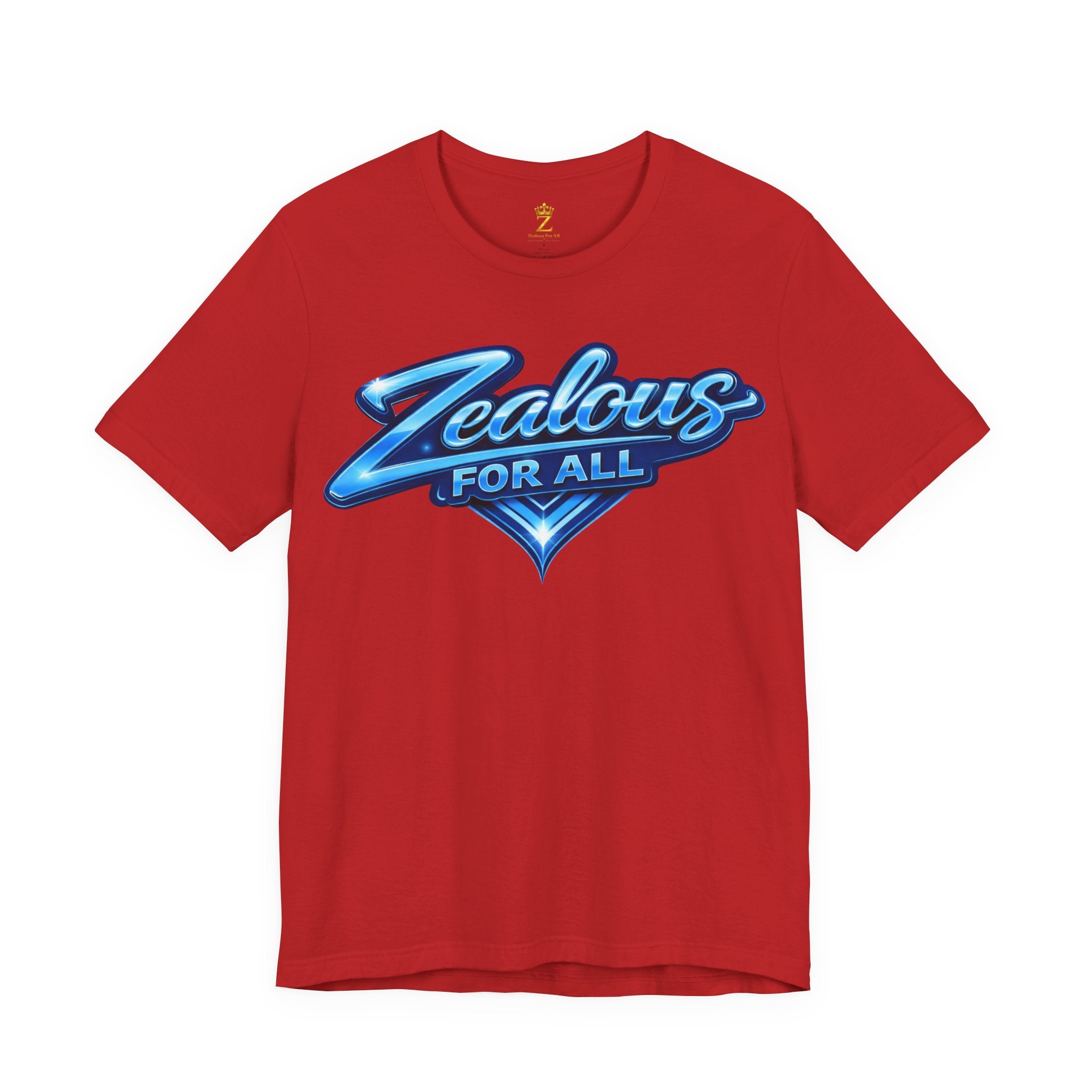 Zealous For All Graphic T-Shirt (Blue Logo) Printify