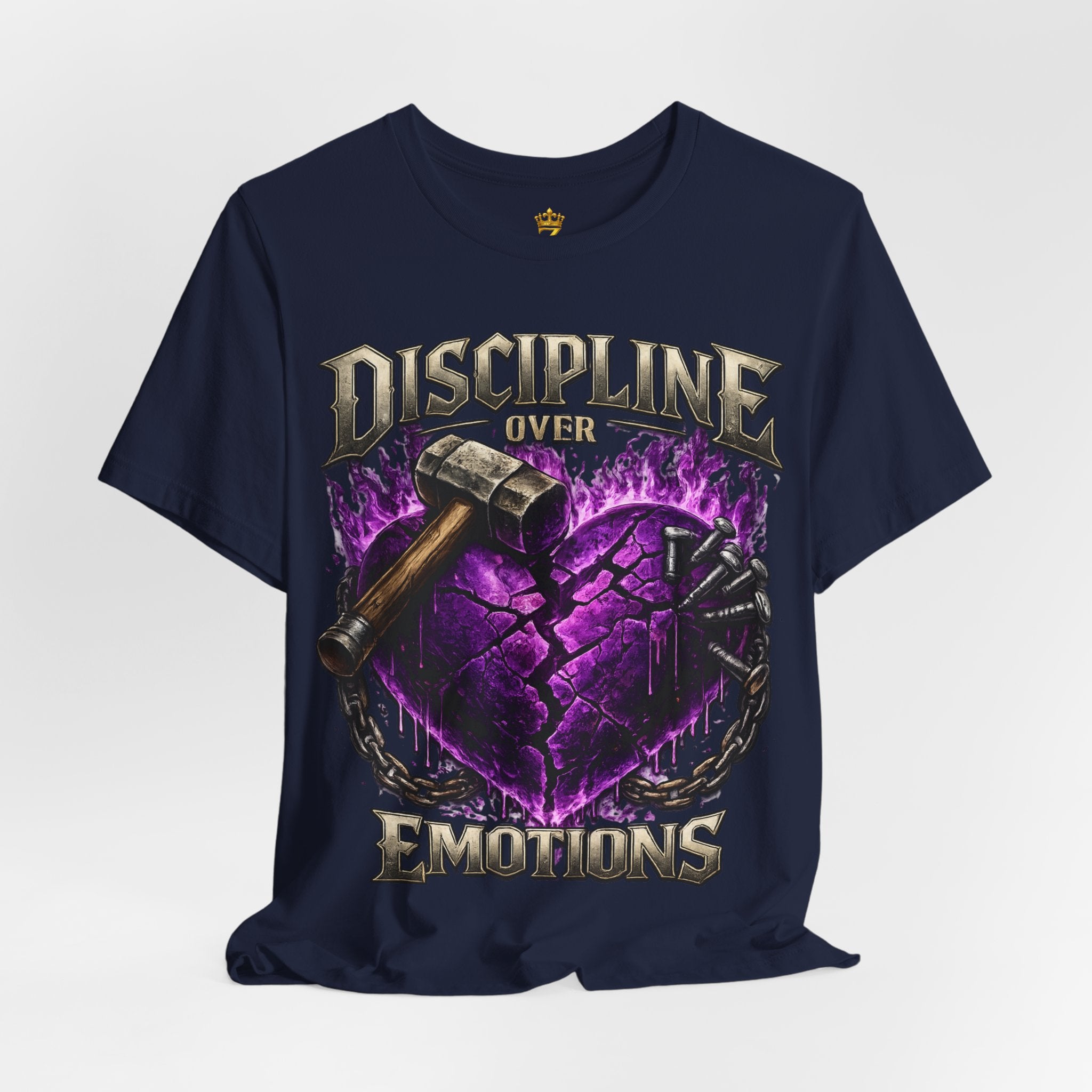 Discipline Over Emotions Premium Graphic T-Shirt (Purple Heart) Printify